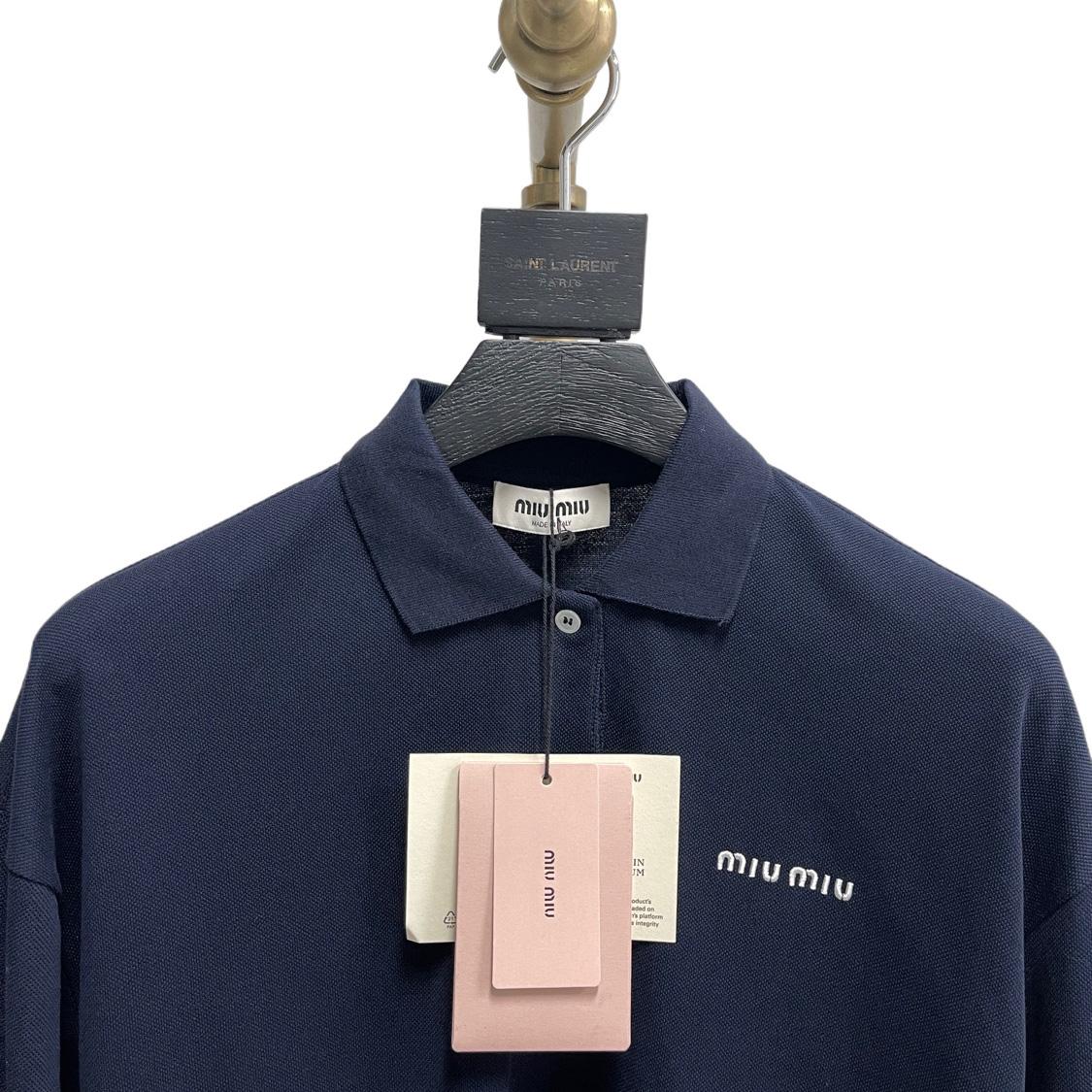 Miu Miu Logo-embroidered Piqué Polo Shirt    60069 - FashionPlug