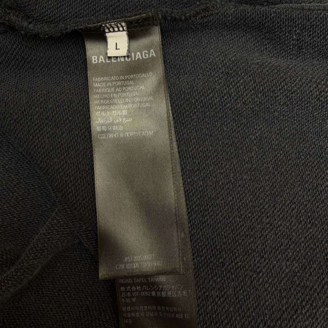 Balenciaga Transparent Tape Ripped Pocket Hoodie In Faded Black - FashionPlug