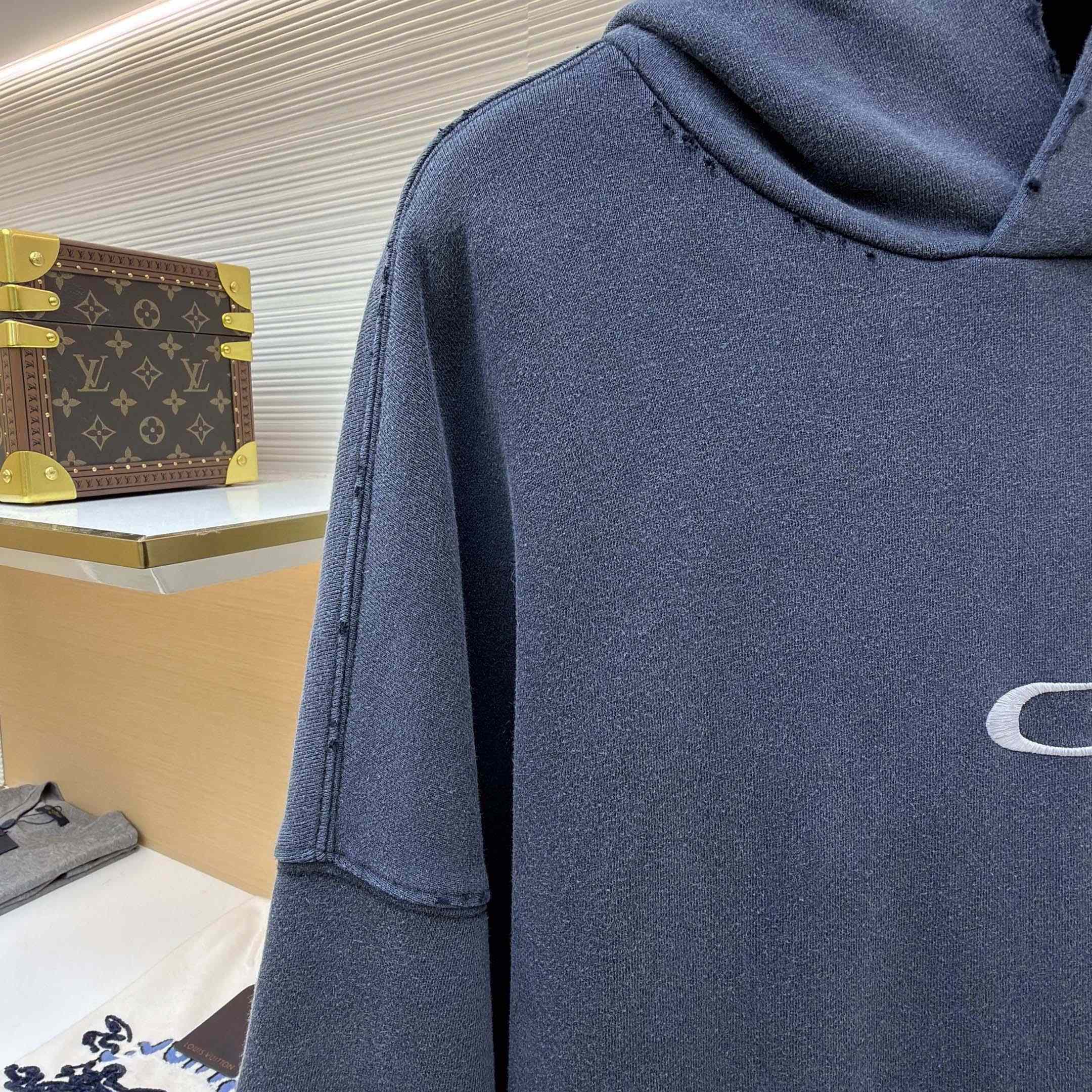 Balenciaga Transparent Tape Ripped Pocket Hoodie In Faded Black - FashionPlug