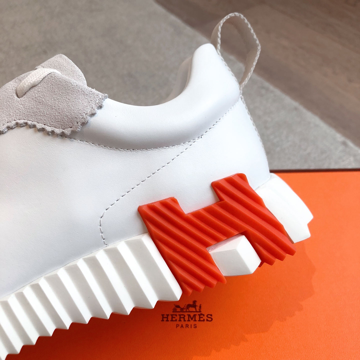 Hermes  Paris  Bouncing Calf  Sneaker  White - FashionPlug