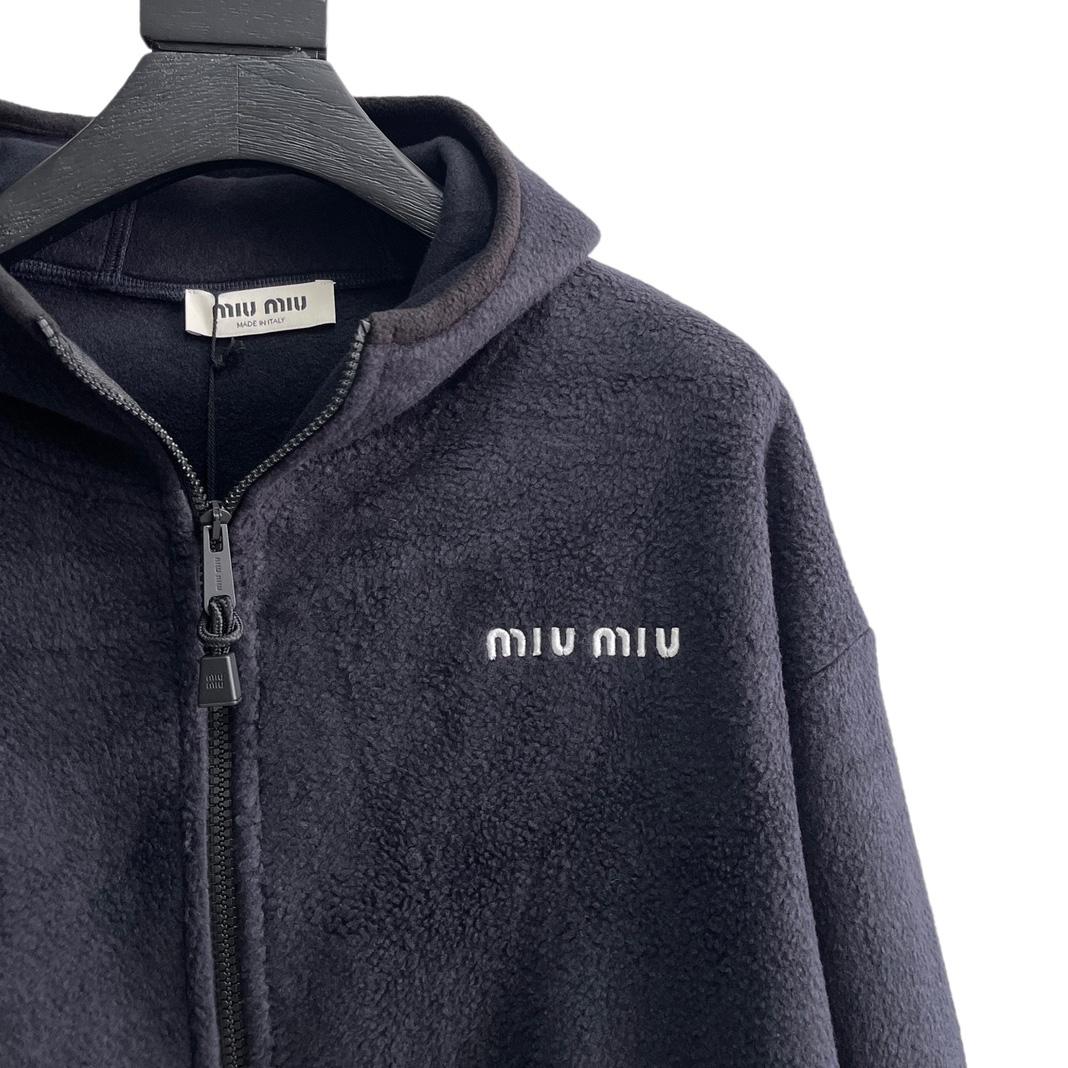 Miu Miu Cotton Fleece Zipper Hoodie    80007 - FashionPlug