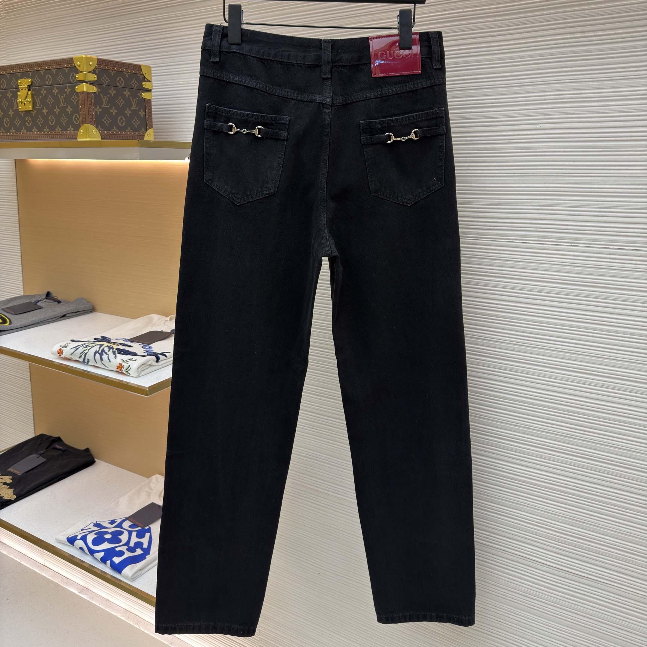 Gucci Denim Jean With Horsebit - FashionPlug