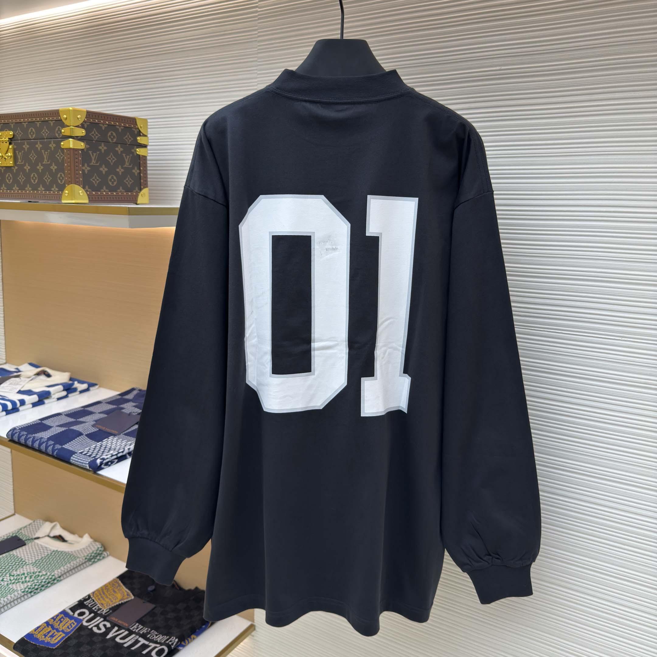 Balenciaga Basketball Series - Long Sleeve T-Shirt Large Fit In Washed Black - FashionPlug