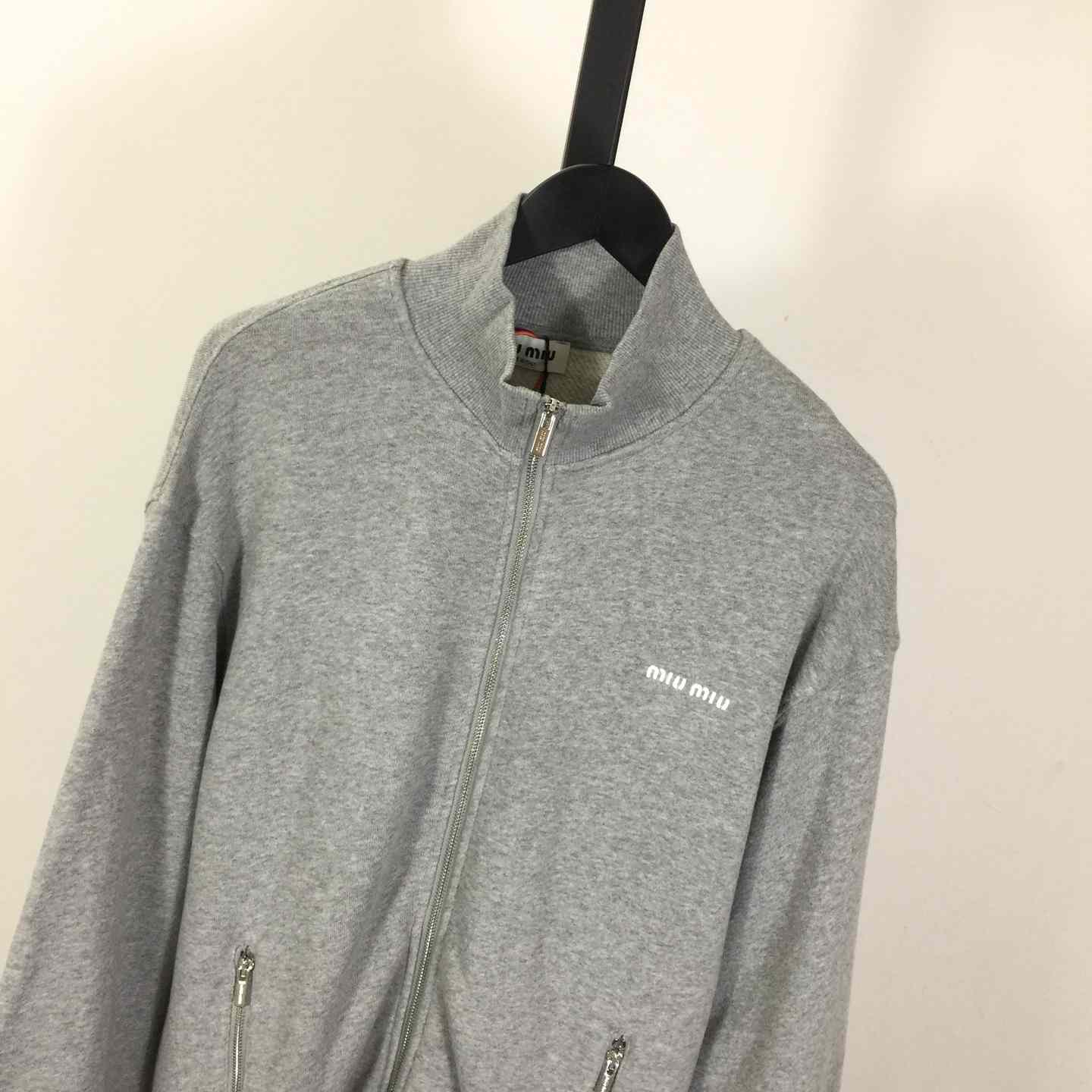 Miu Miu Cotton Fleece Zipper Sweatshirt - FashionPlug