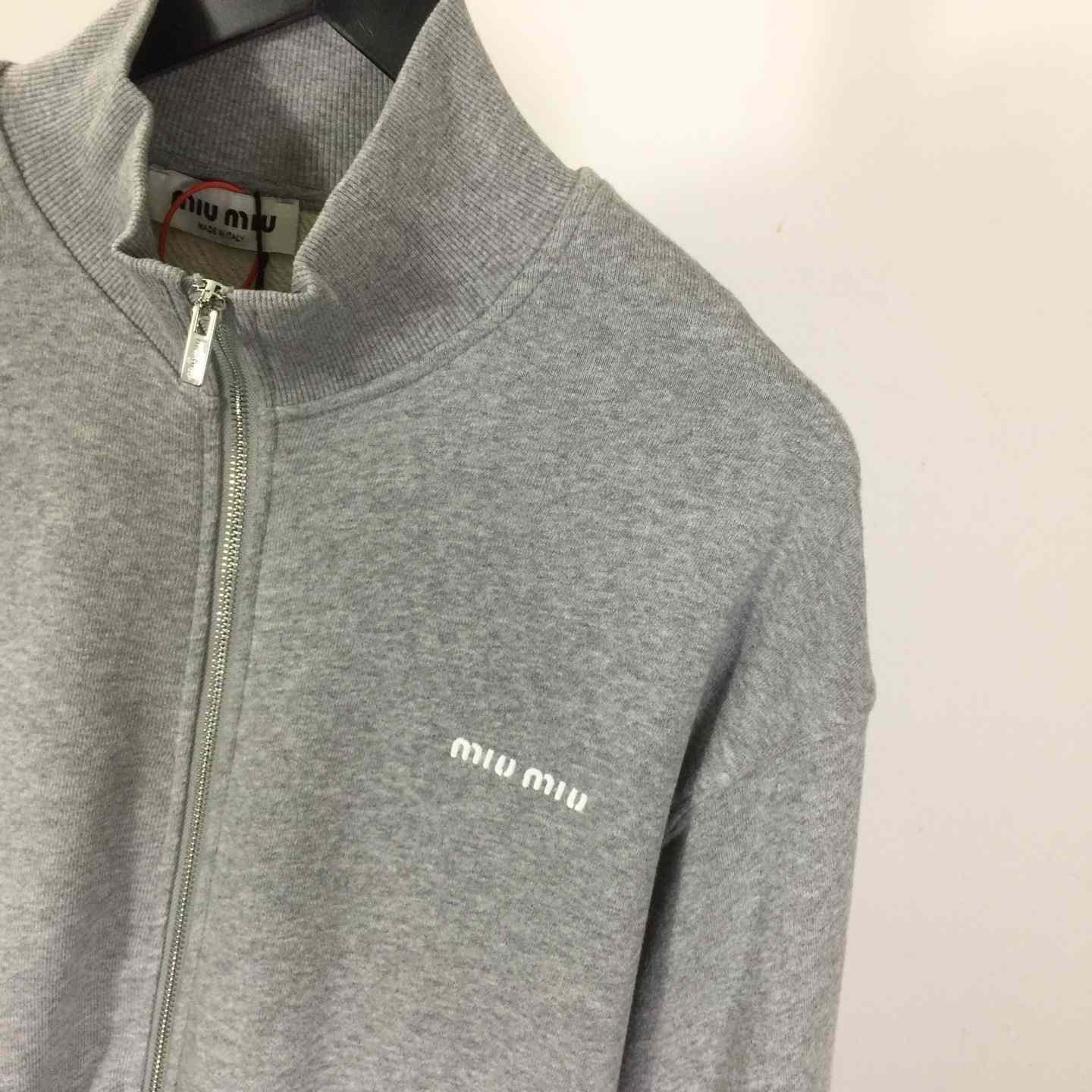 Miu Miu Cotton Fleece Zipper Sweatshirt - FashionPlug