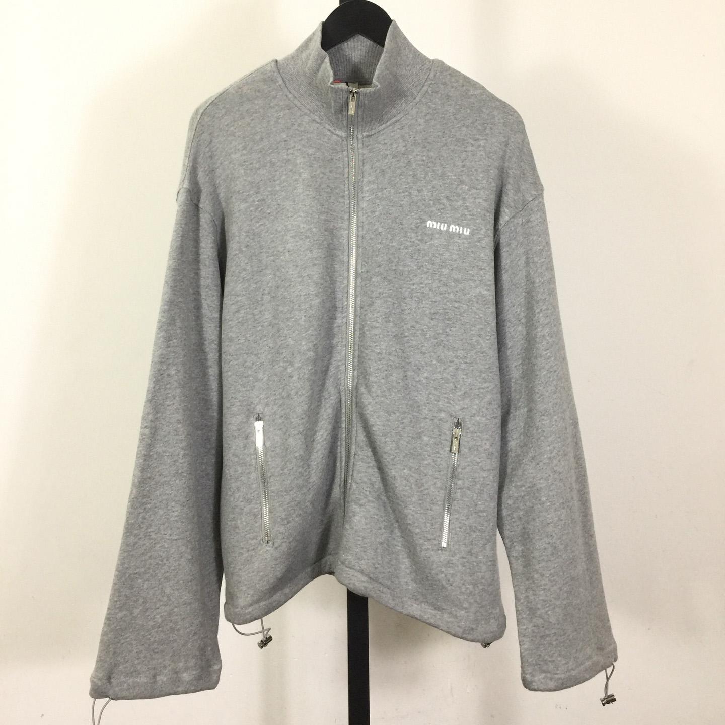 Miu Miu Cotton Fleece Zipper Sweatshirt - FashionPlug
