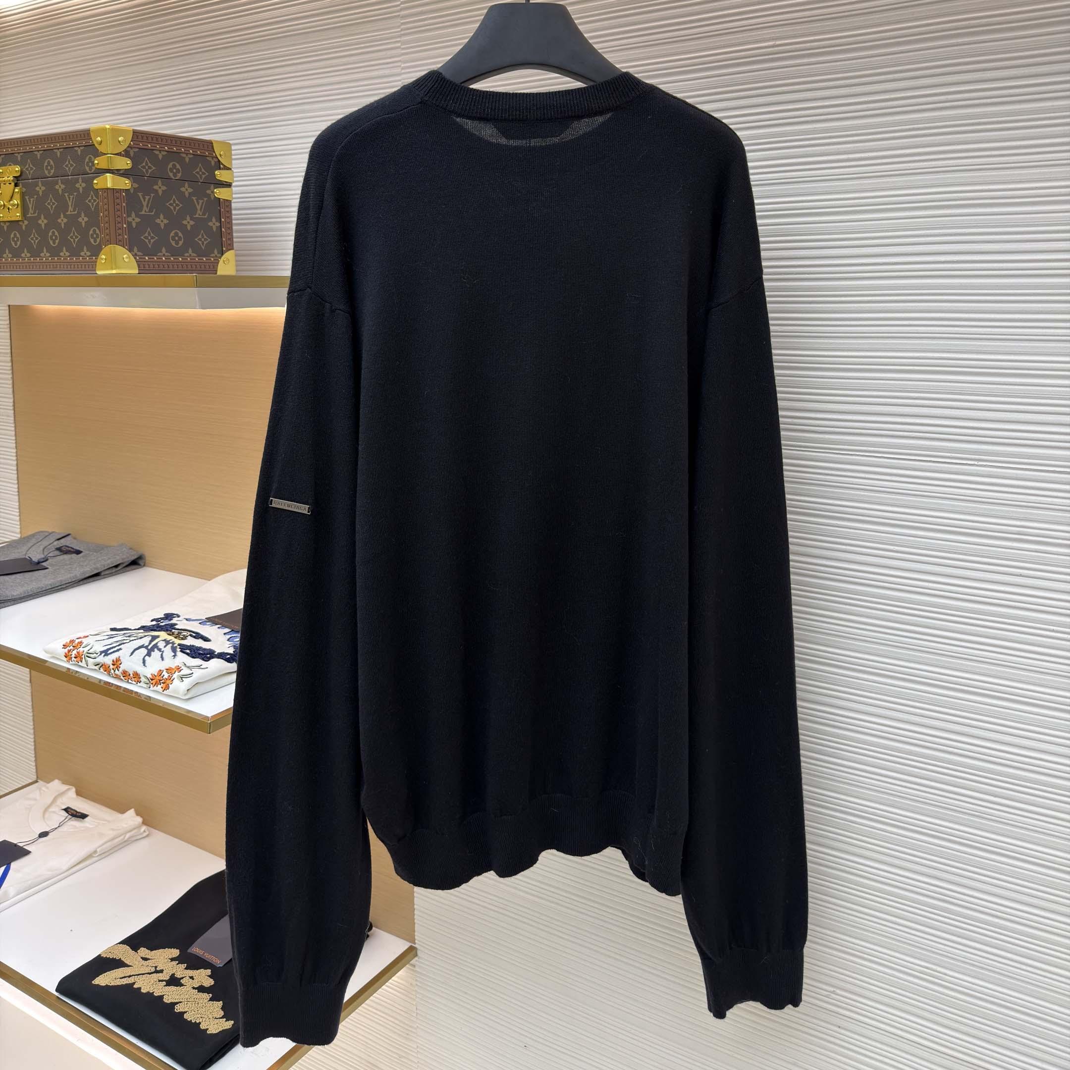 Balenciaga Crewneck Sweater in black  - FashionPlug