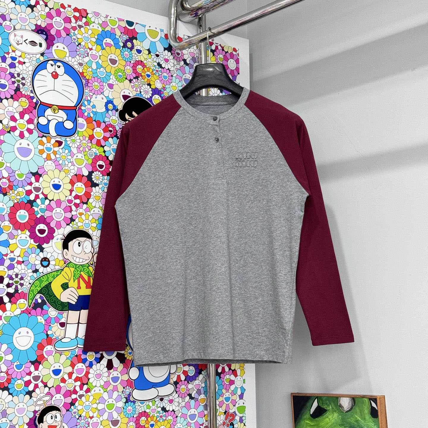 Miu Miu Cotton Jersey Henley Shirt  - FashionPlug