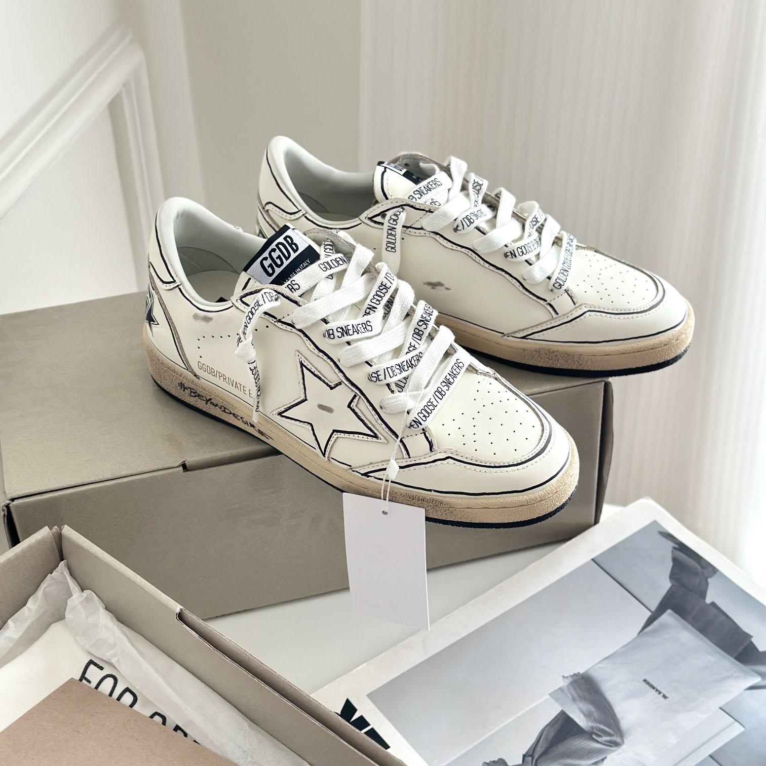 Golden Goose Ball-Star White Grafitti Star White Heel Tab #BEYONDESIRE - FashionPlug