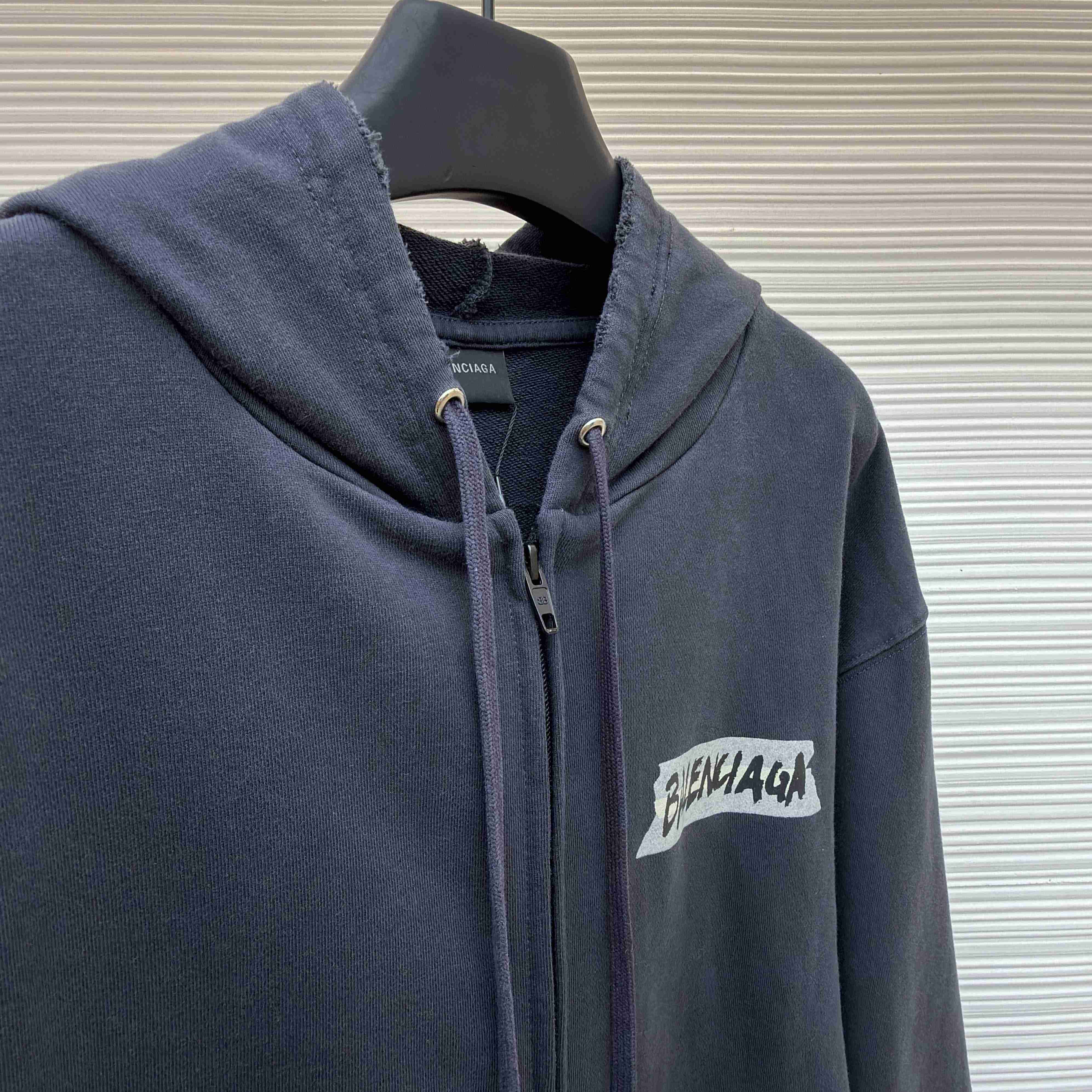 Balenciaga Masking Tape Oversized Zip-up Hoodie  - FashionPlug