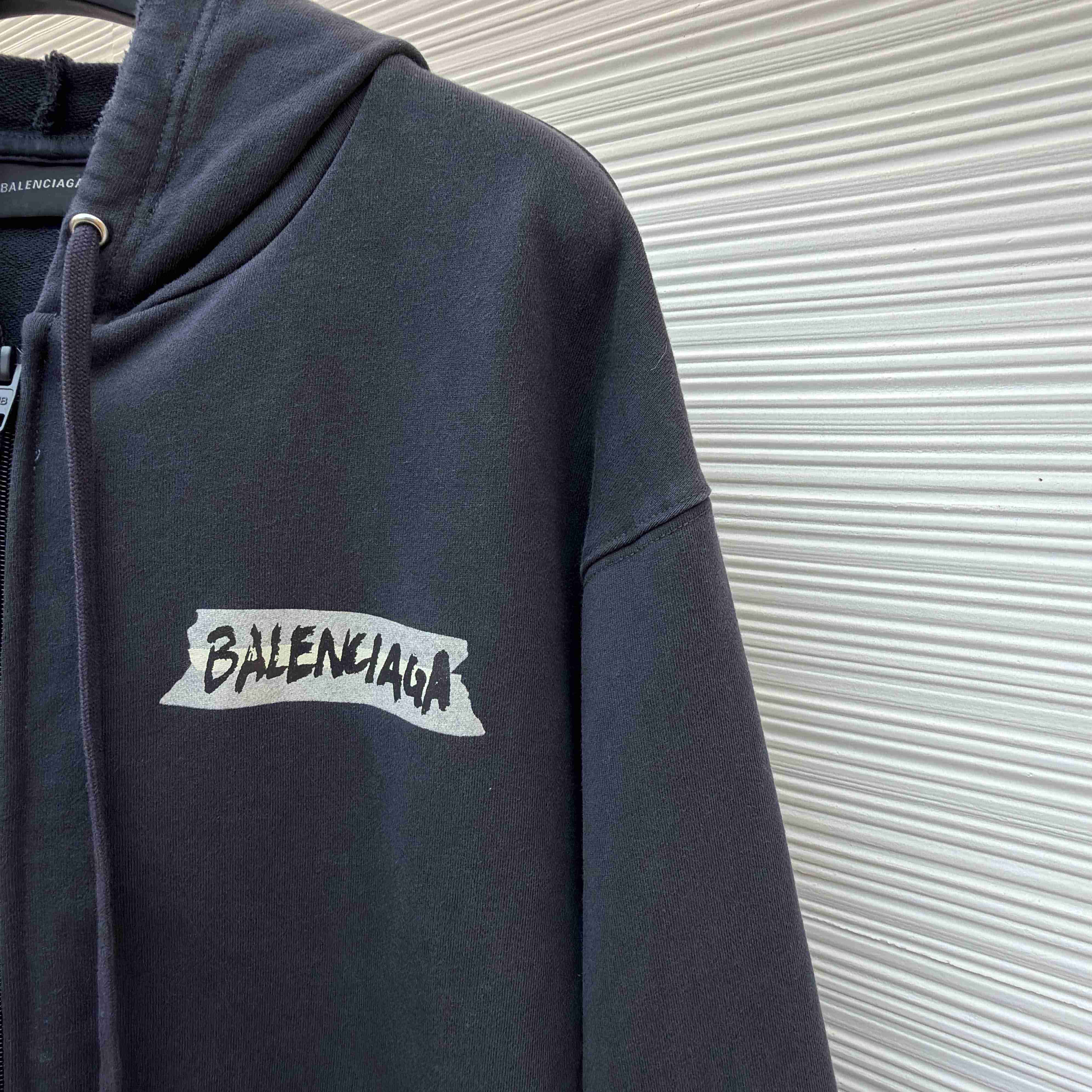 Balenciaga Masking Tape Oversized Zip-up Hoodie  - FashionPlug