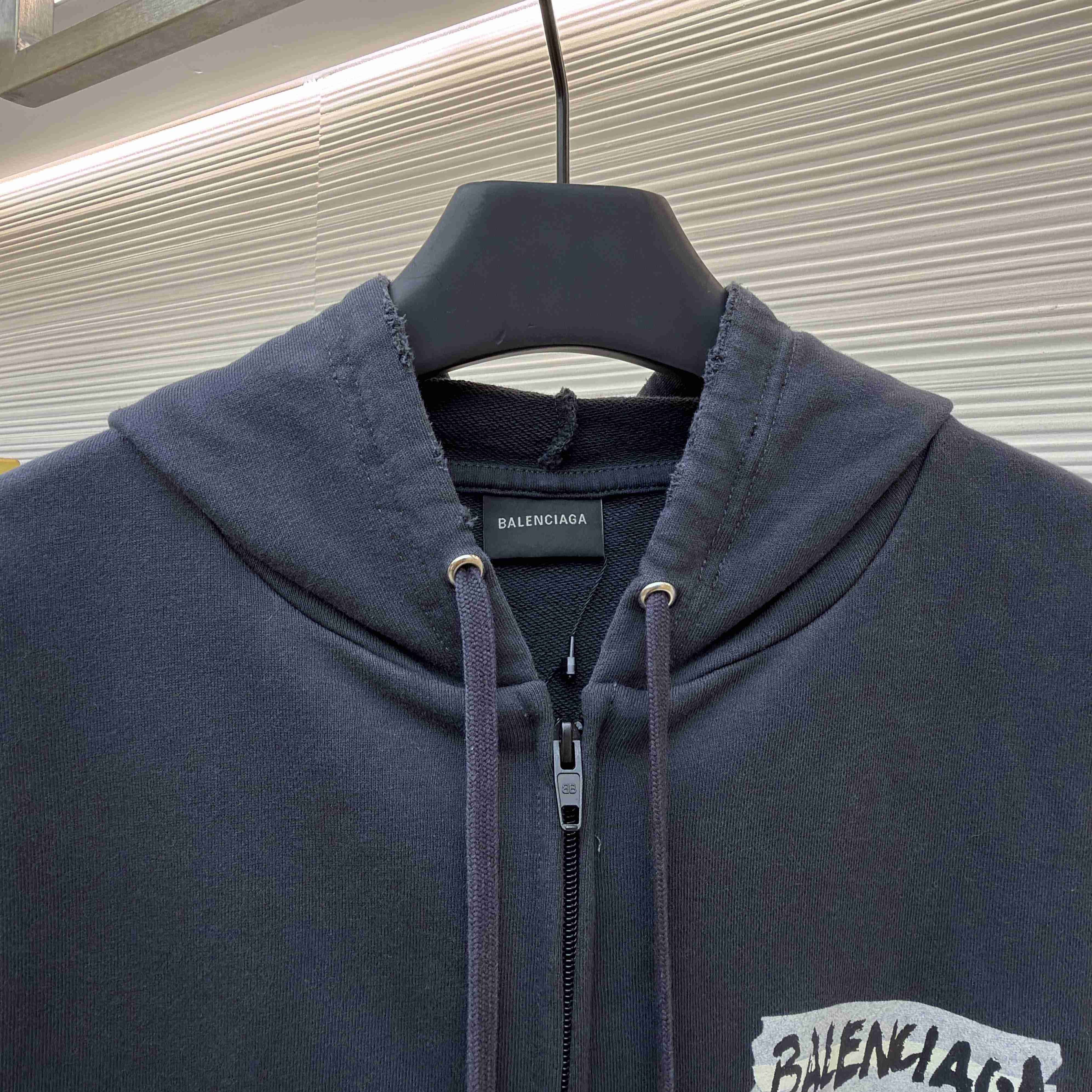 Balenciaga Masking Tape Oversized Zip-up Hoodie  - FashionPlug
