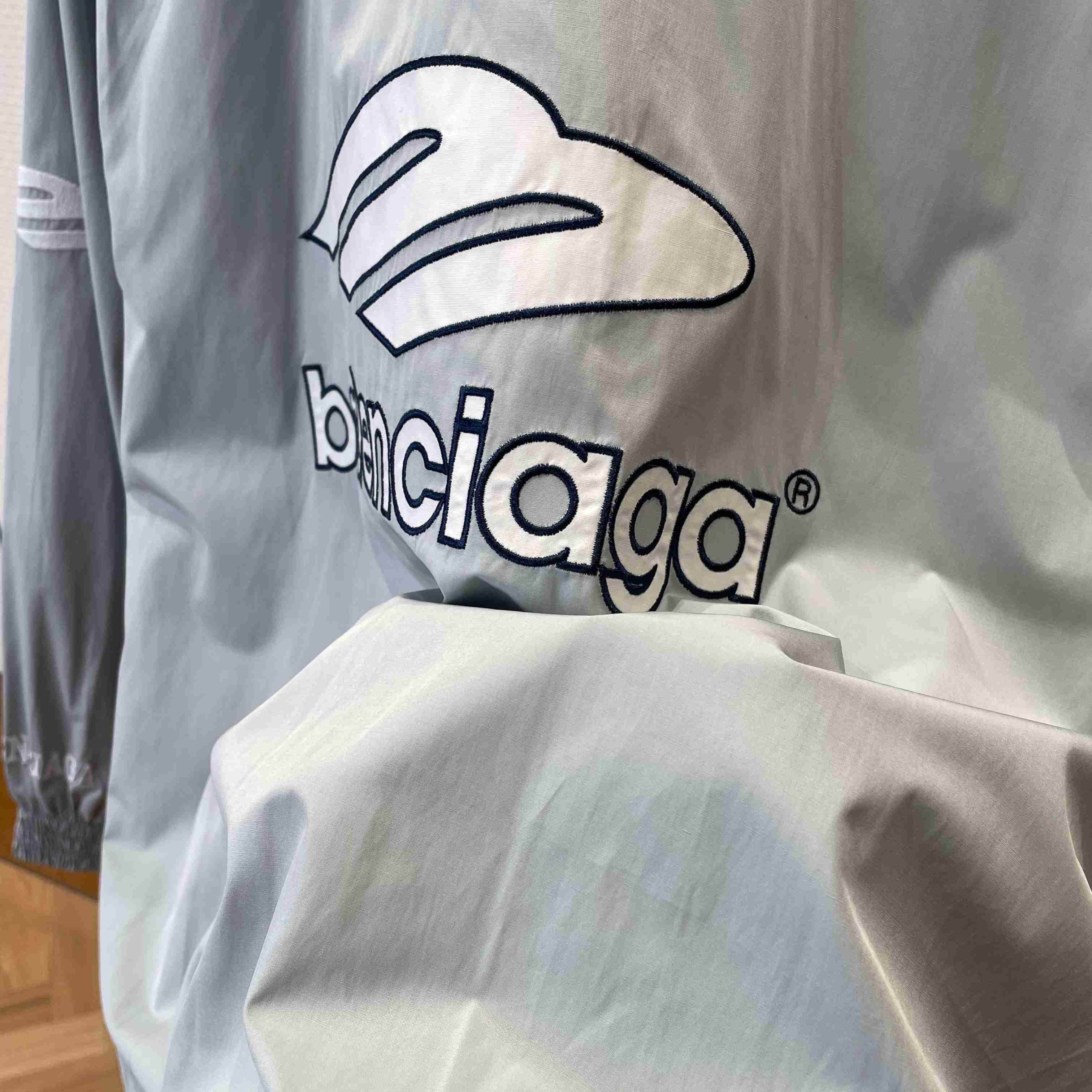 Balenciaga 3B Football Jacket In New Grey - FashionPlug