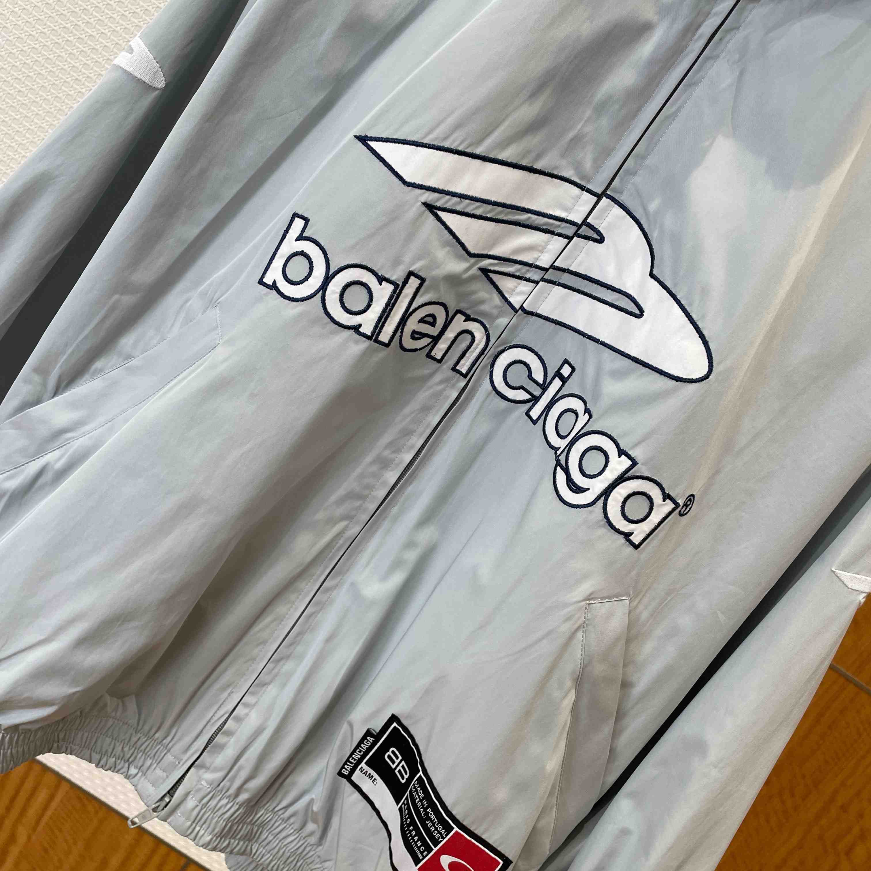 Balenciaga 3B Football Jacket In New Grey - FashionPlug