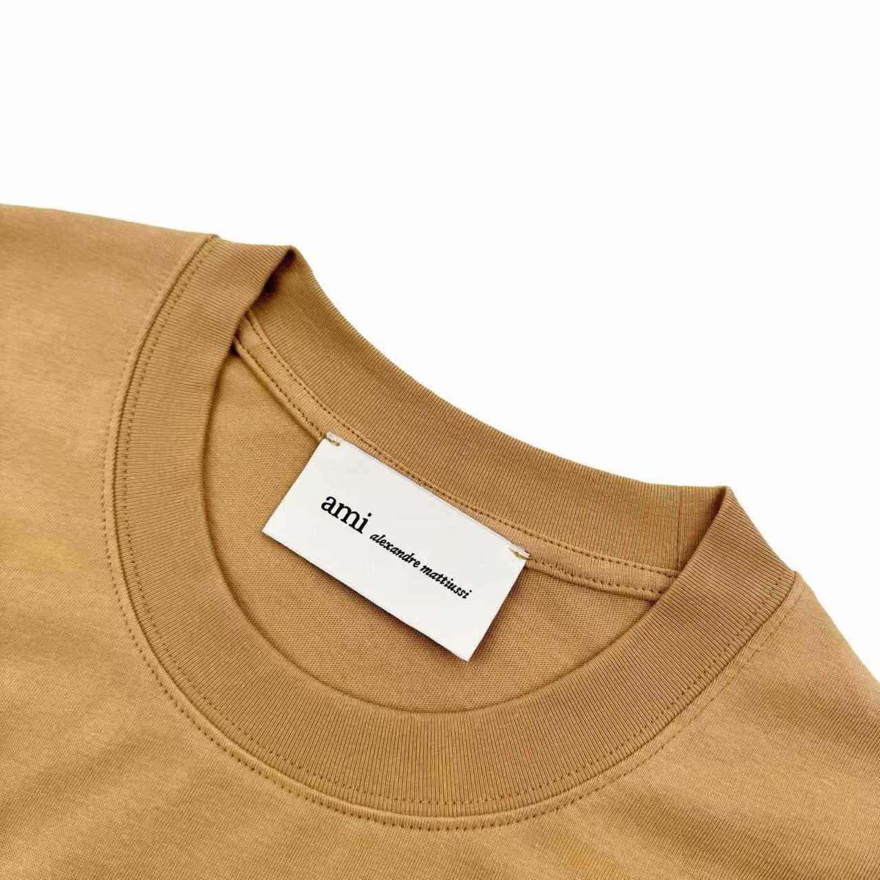 AMI Paris Beige Cotton Ami De Coeur T-shirt - FashionPlug