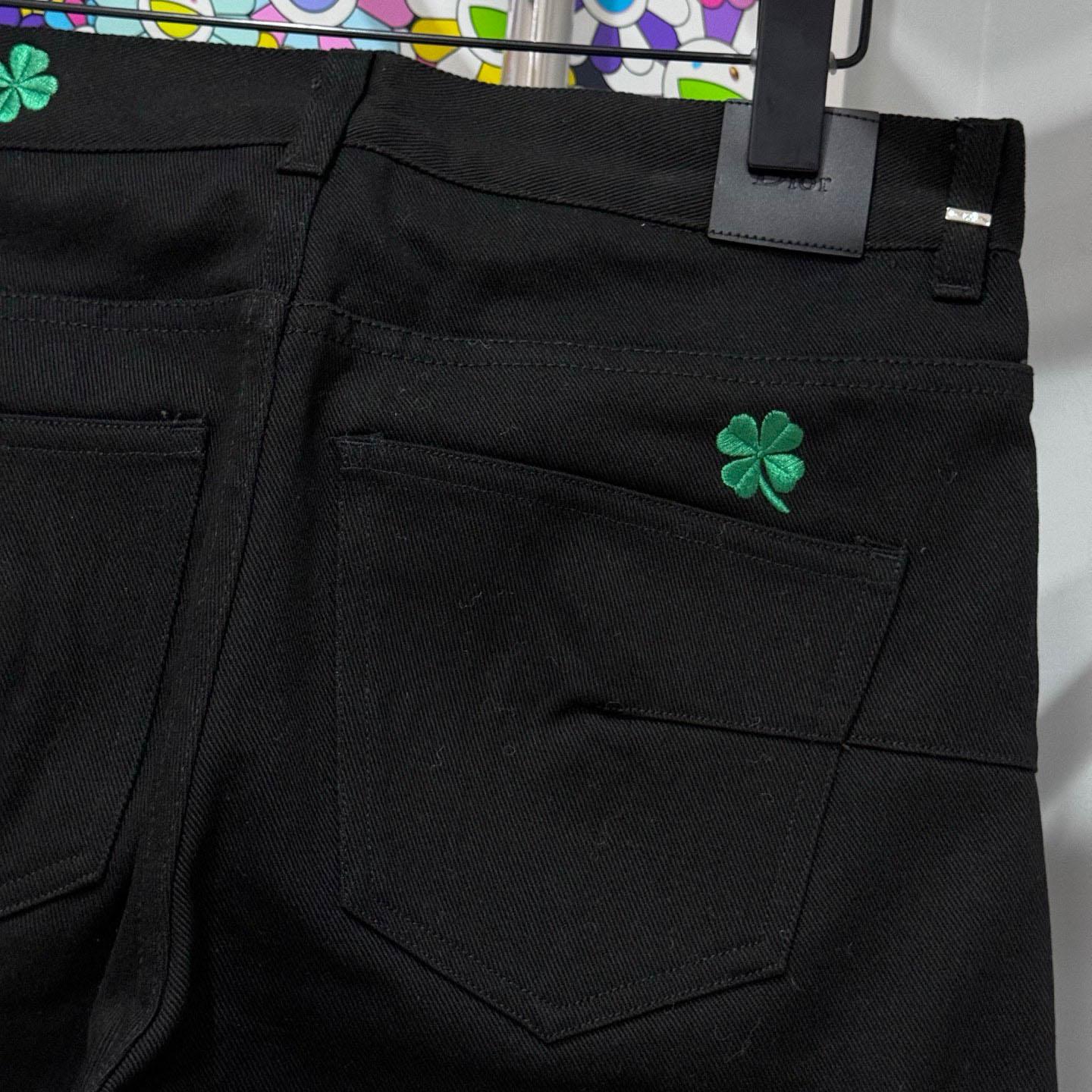 Dior Long Regular Jeans with Dior Clover Embroideries  - FashionPlug
