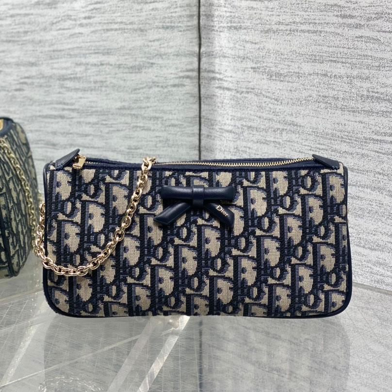 Dior Oblique Bow Pouch with Chain - FashionPlug