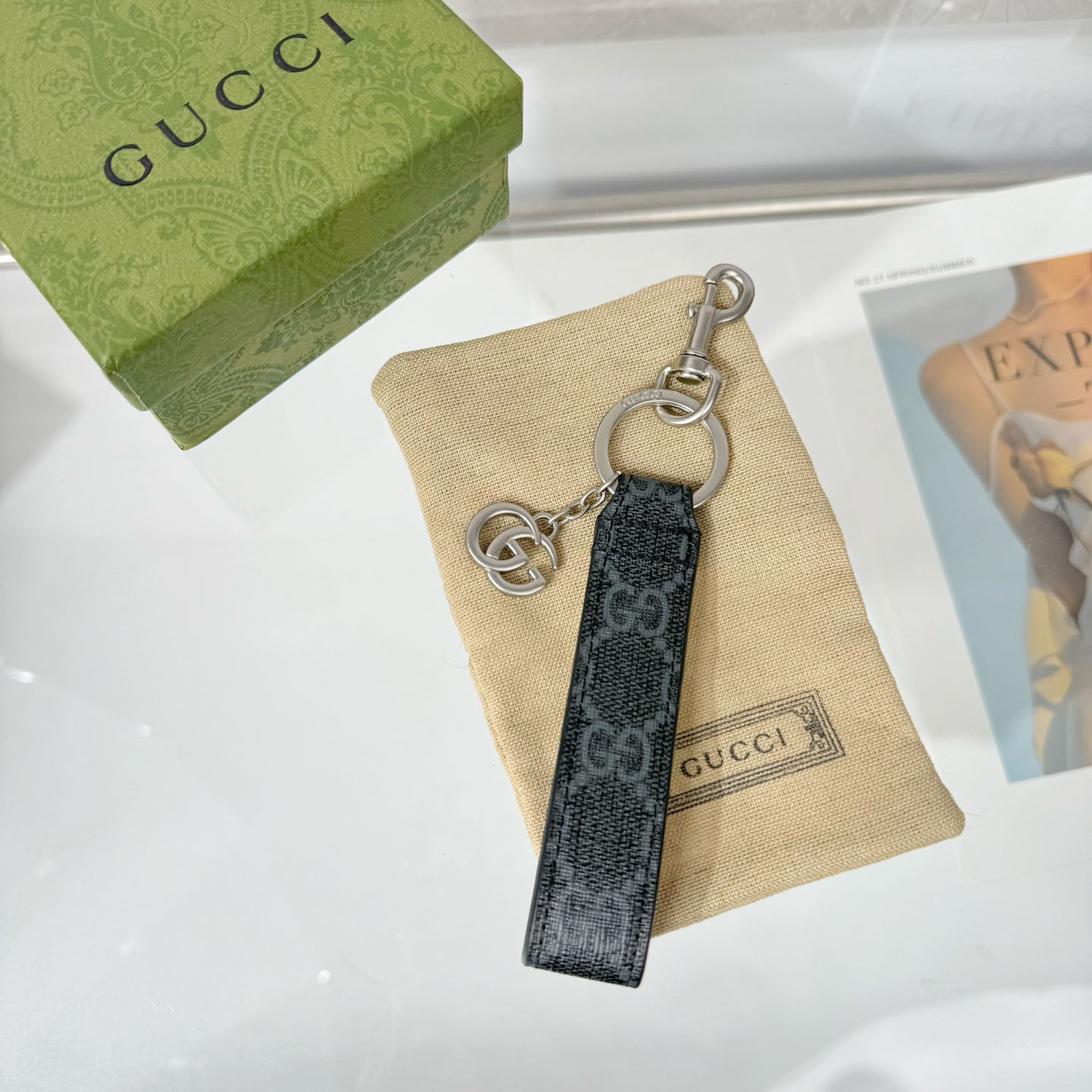 Gucci GG Keychain With Double G  - FashionPlug