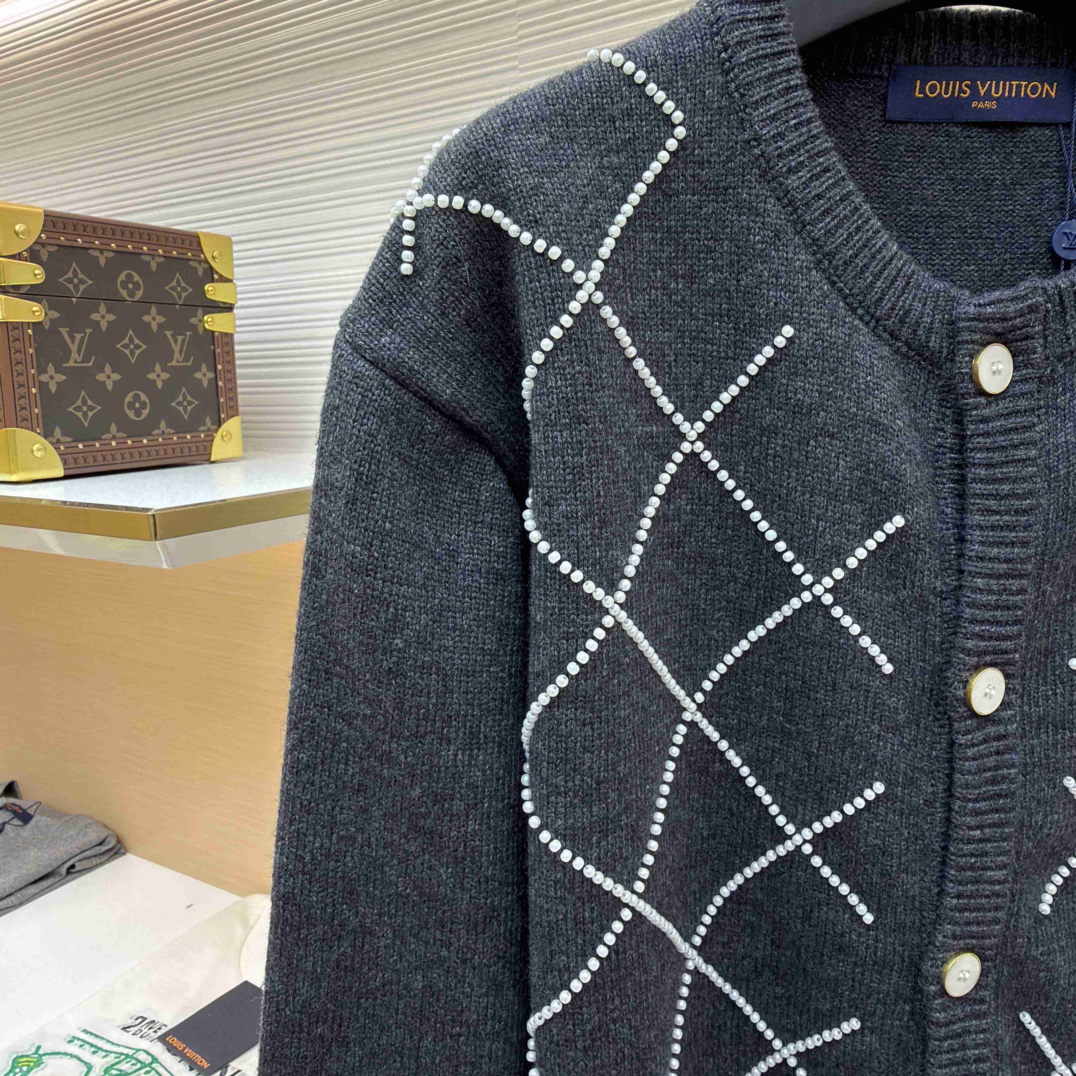 Louis Vuitton Cardigan With Pearly Embroidery   1AJBUT - FashionPlug
