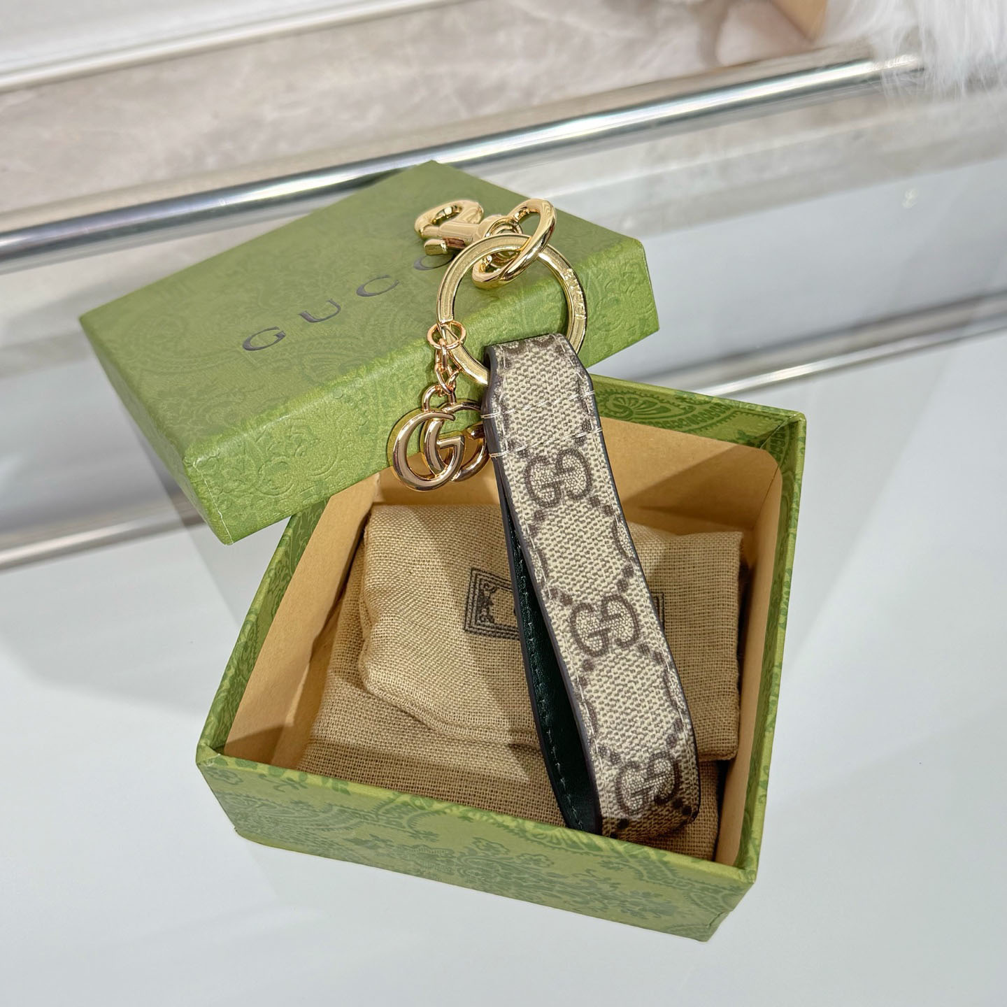 Gucci GG Keychain With Double G  - FashionPlug