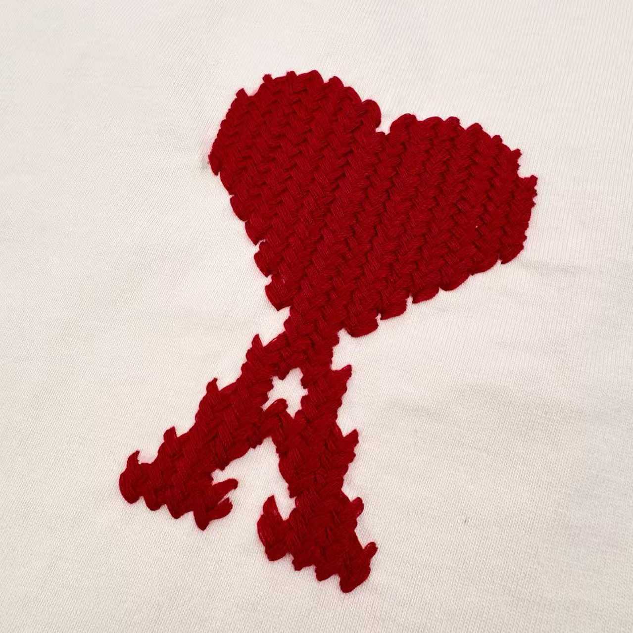 AMI Paris White Cotton Ami De Coeur T-shirt - FashionPlug