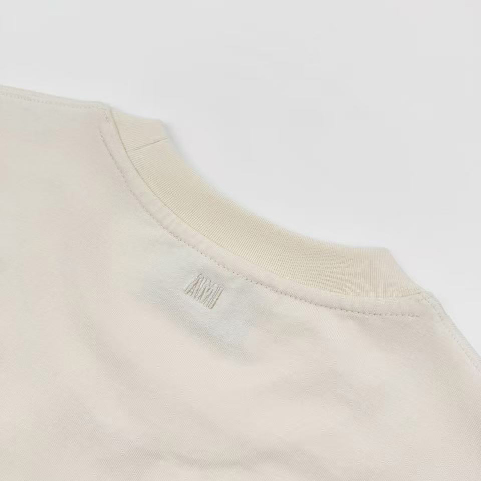 AMI Paris White Cotton Ami De Coeur T-shirt - FashionPlug