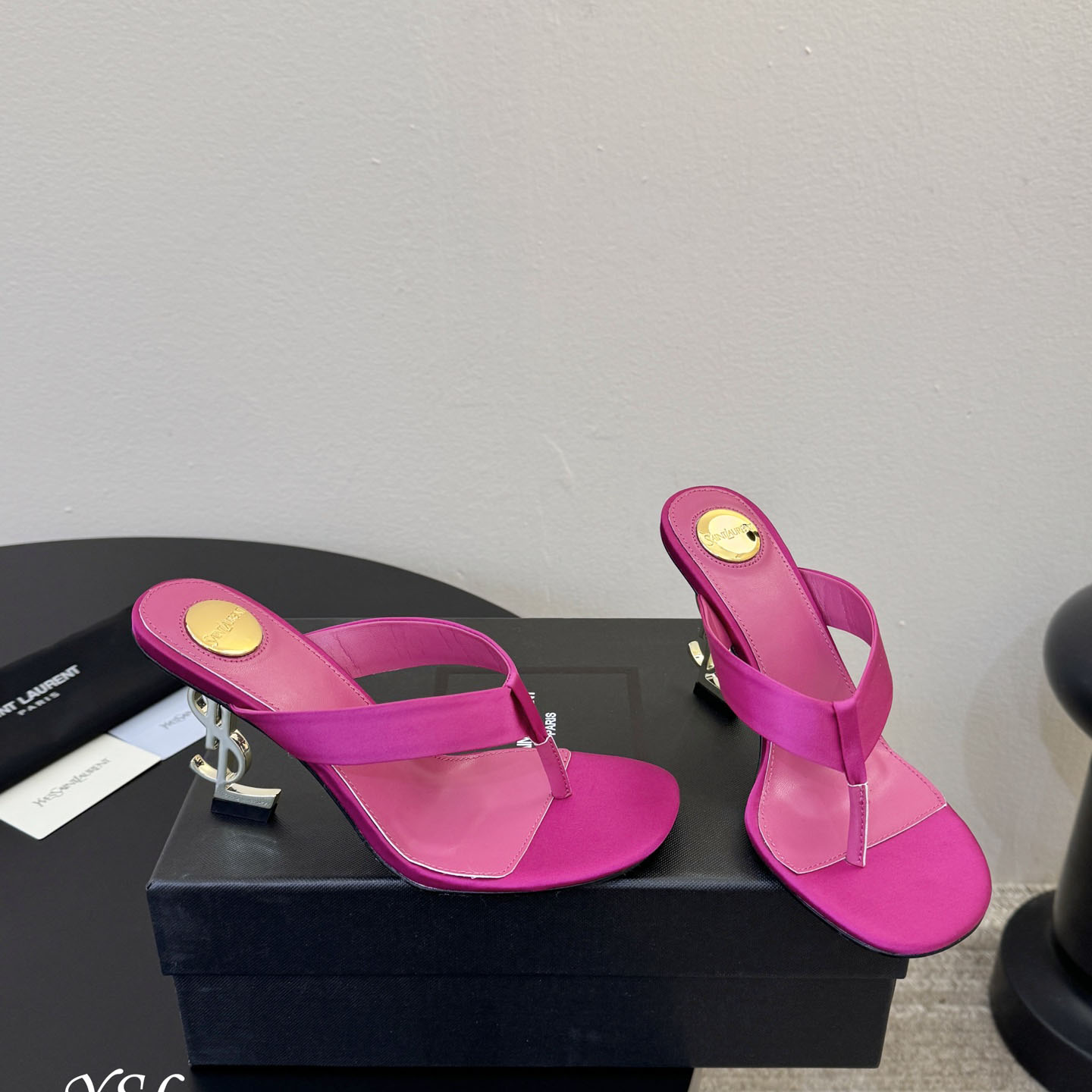 Saint Laurent OPYUM Mules In Satin  Crepe - FashionPlug