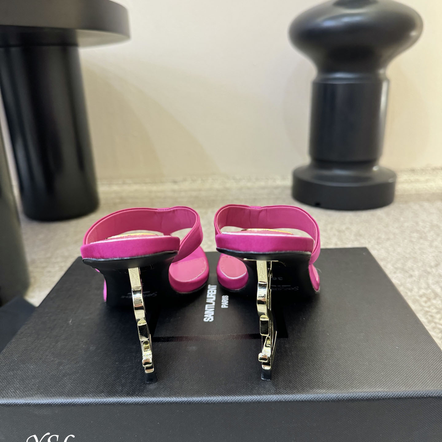 Saint Laurent OPYUM Mules In Satin  Crepe - FashionPlug