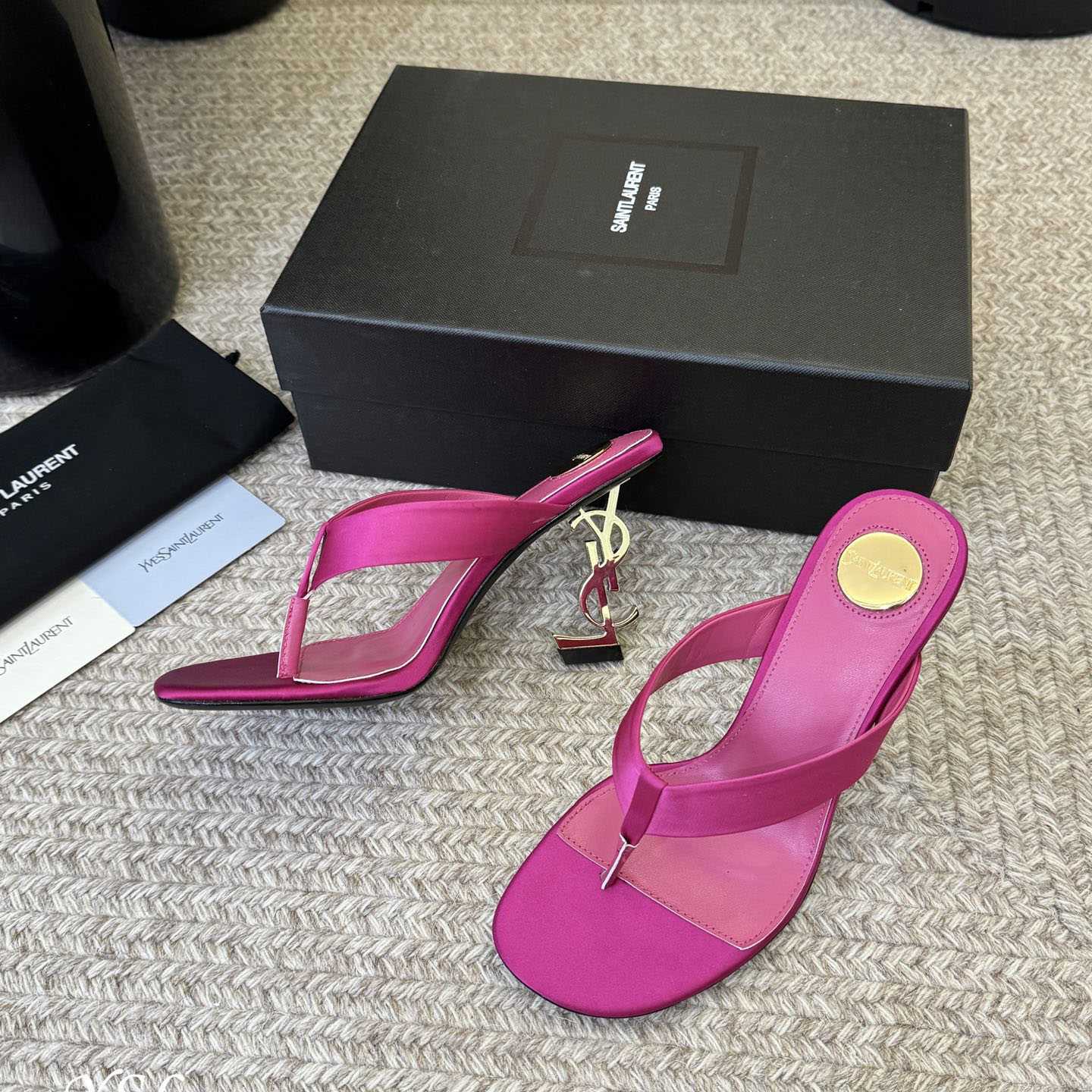 Saint Laurent OPYUM Mules In Satin  Crepe - FashionPlug