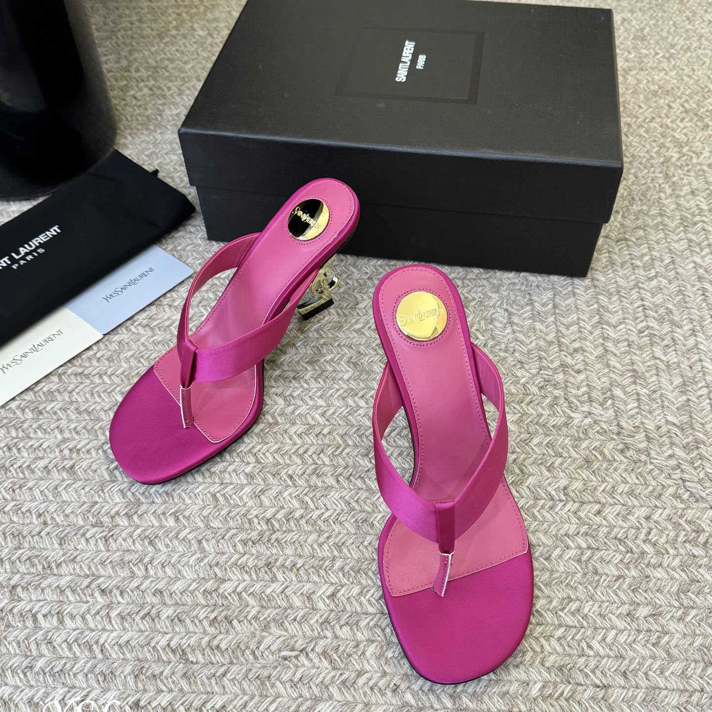 Saint Laurent OPYUM Mules In Satin  Crepe - FashionPlug