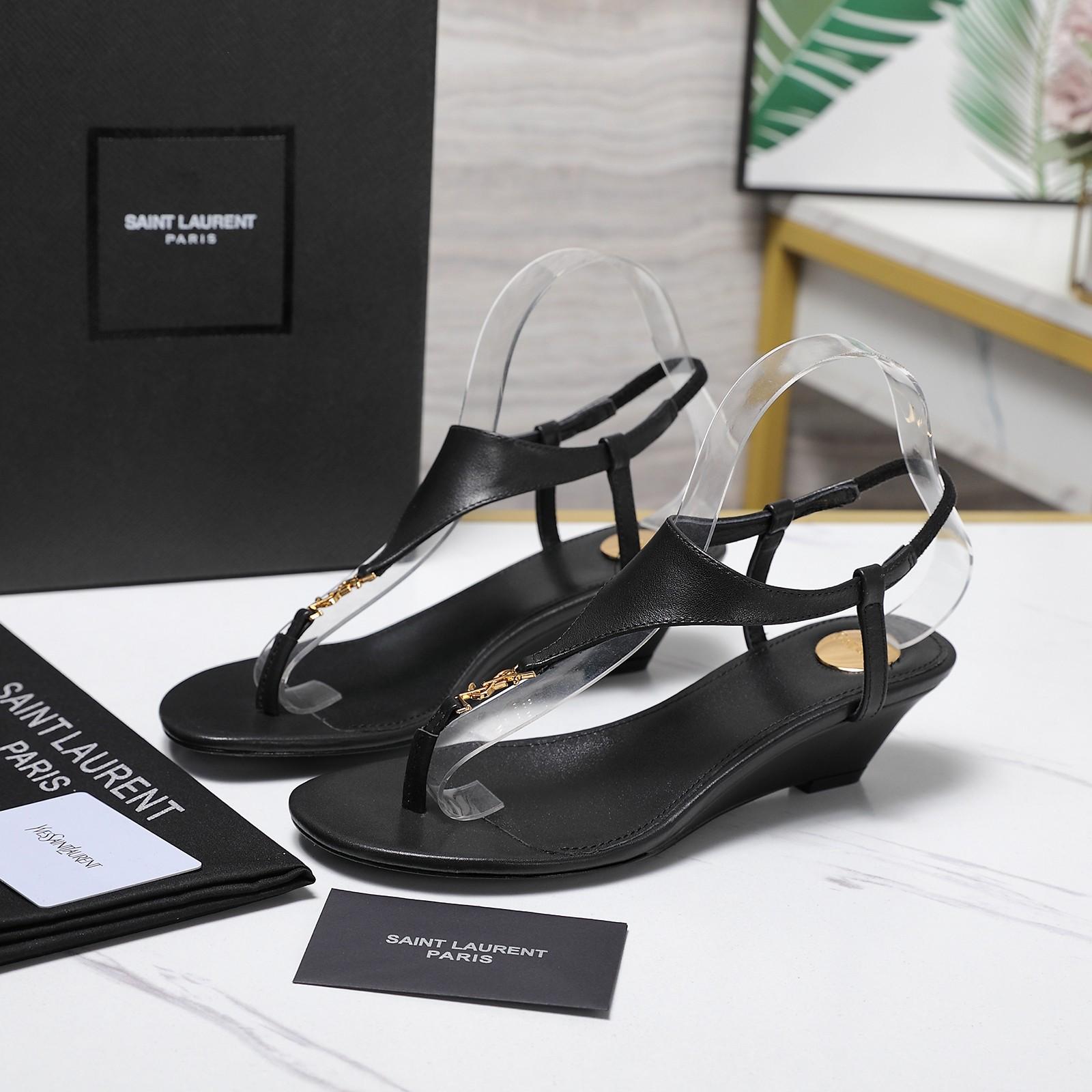 Saint Laurent Leather Sandals - FashionPlug