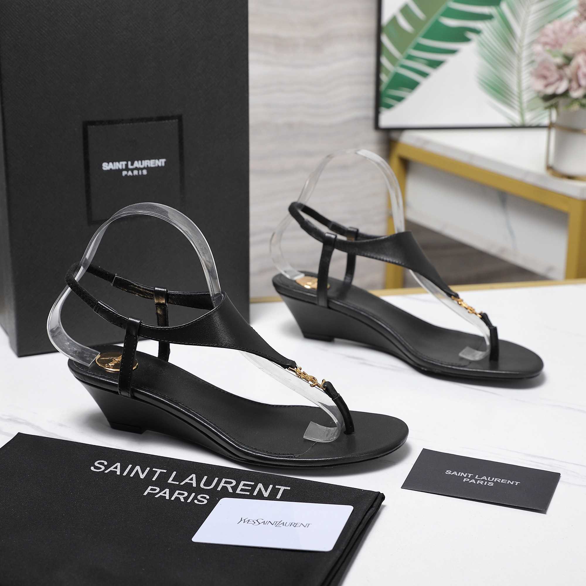 Saint Laurent Leather Sandals - FashionPlug