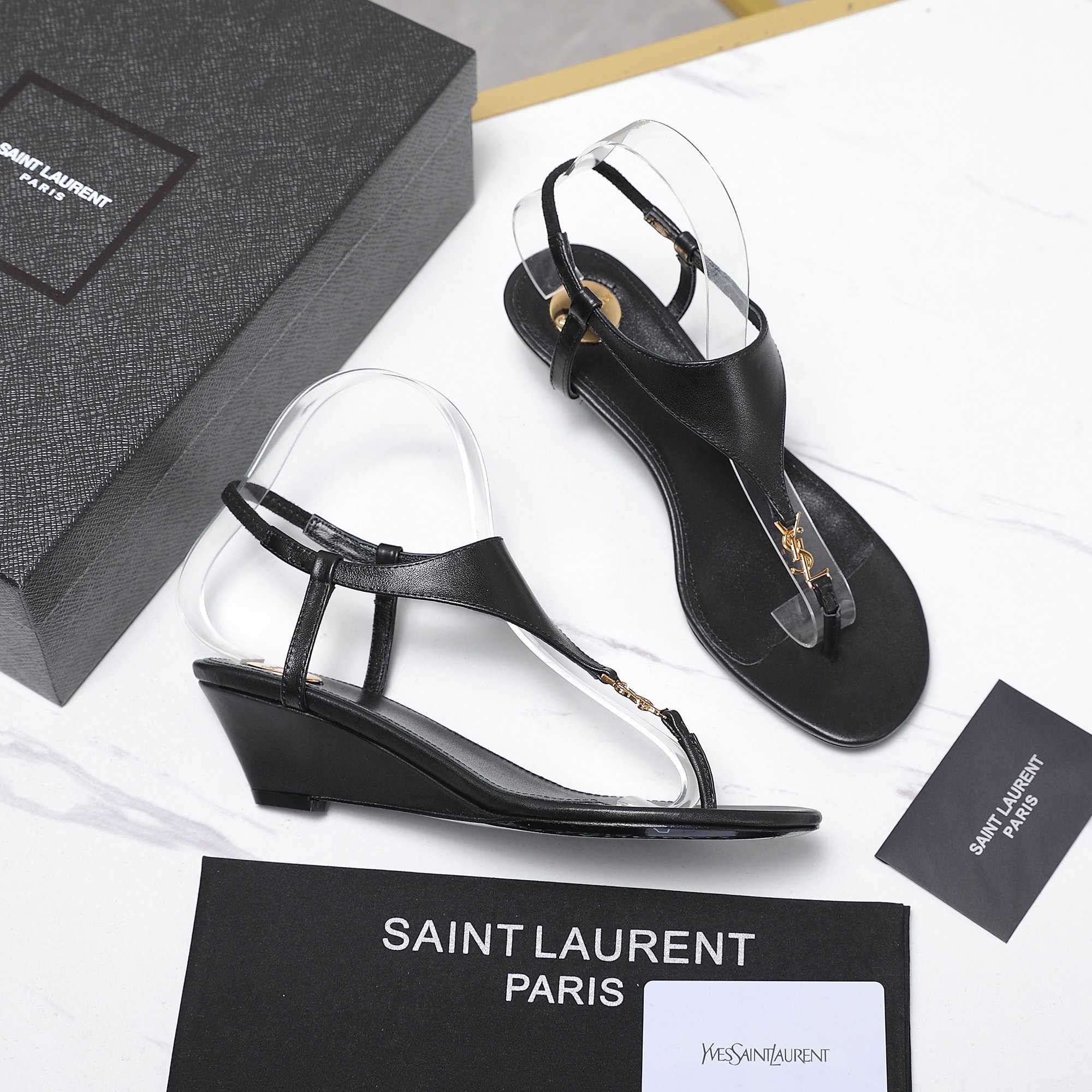 Saint Laurent Leather Sandals - FashionPlug