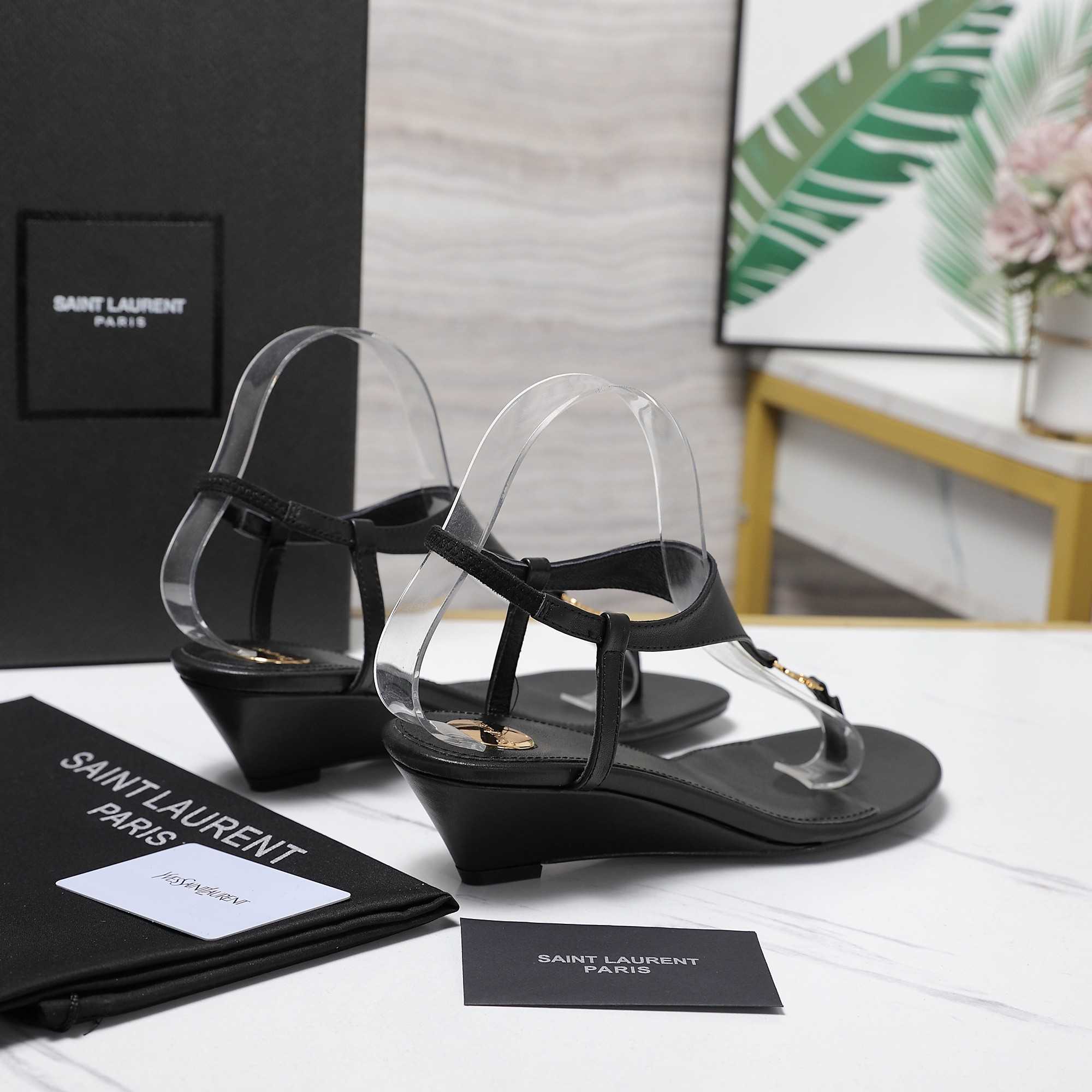 Saint Laurent Leather Sandals - FashionPlug