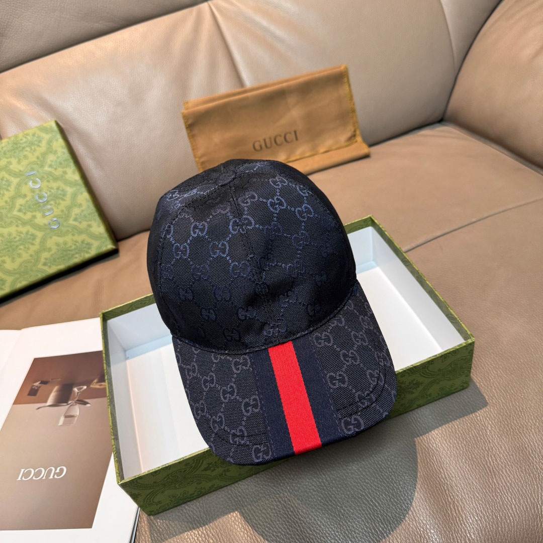 Gucci GG Cotton Baseball Hat With Web - FashionPlug
