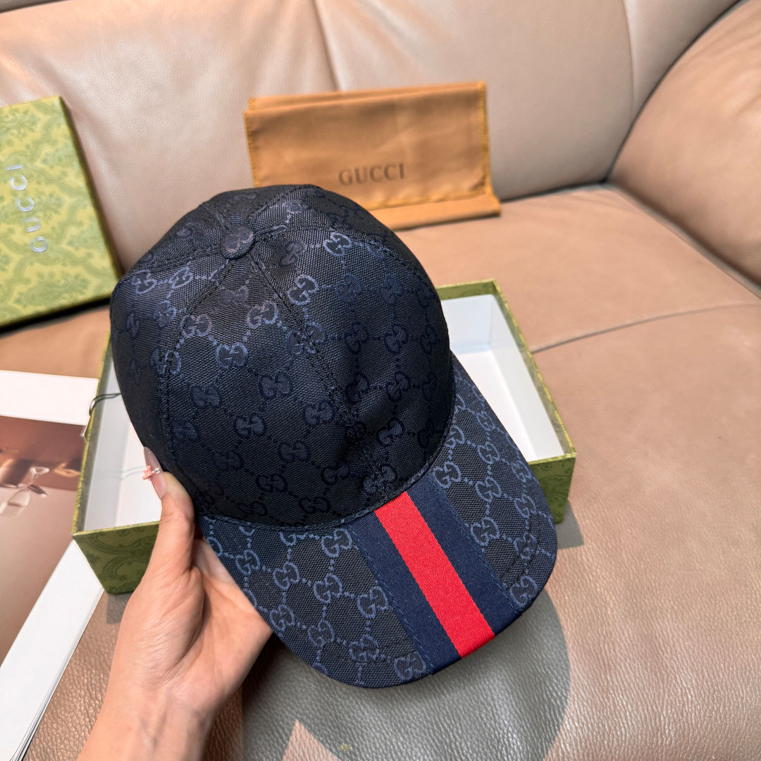 Gucci GG Cotton Baseball Hat With Web - FashionPlug