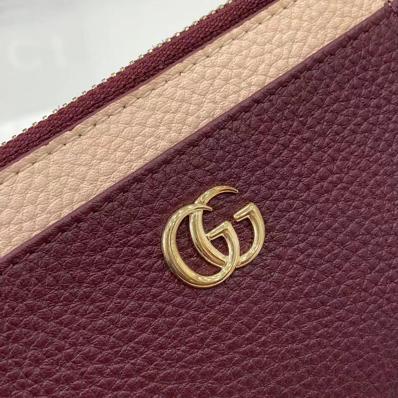 Gucci Bi-color GG Marmont Zip Key Pouch - FashionPlug