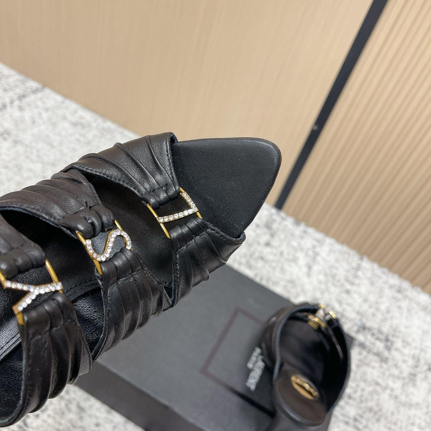 Saint Laurent EMILIE Mules In Satin Crepe - FashionPlug