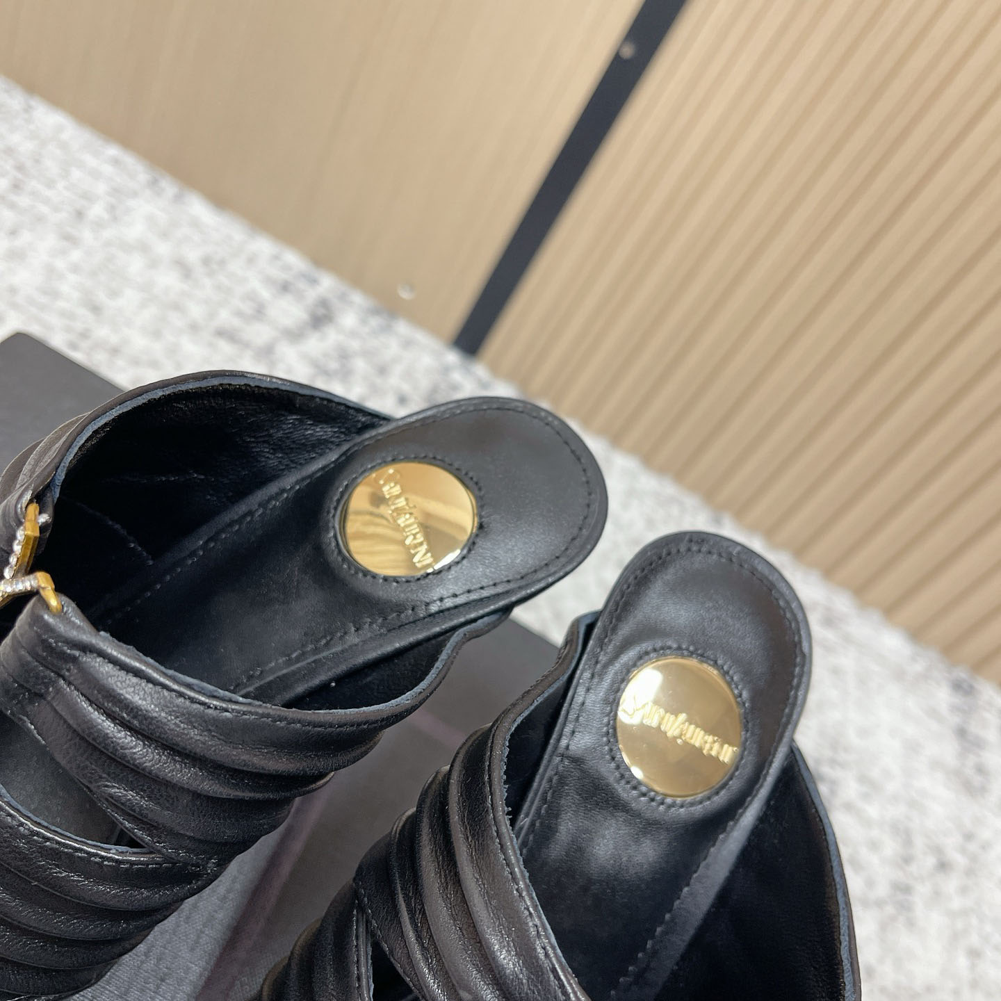 Saint Laurent EMILIE Mules In Satin Crepe - FashionPlug