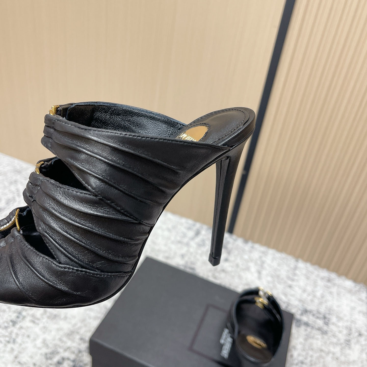 Saint Laurent EMILIE Mules In Satin Crepe - FashionPlug