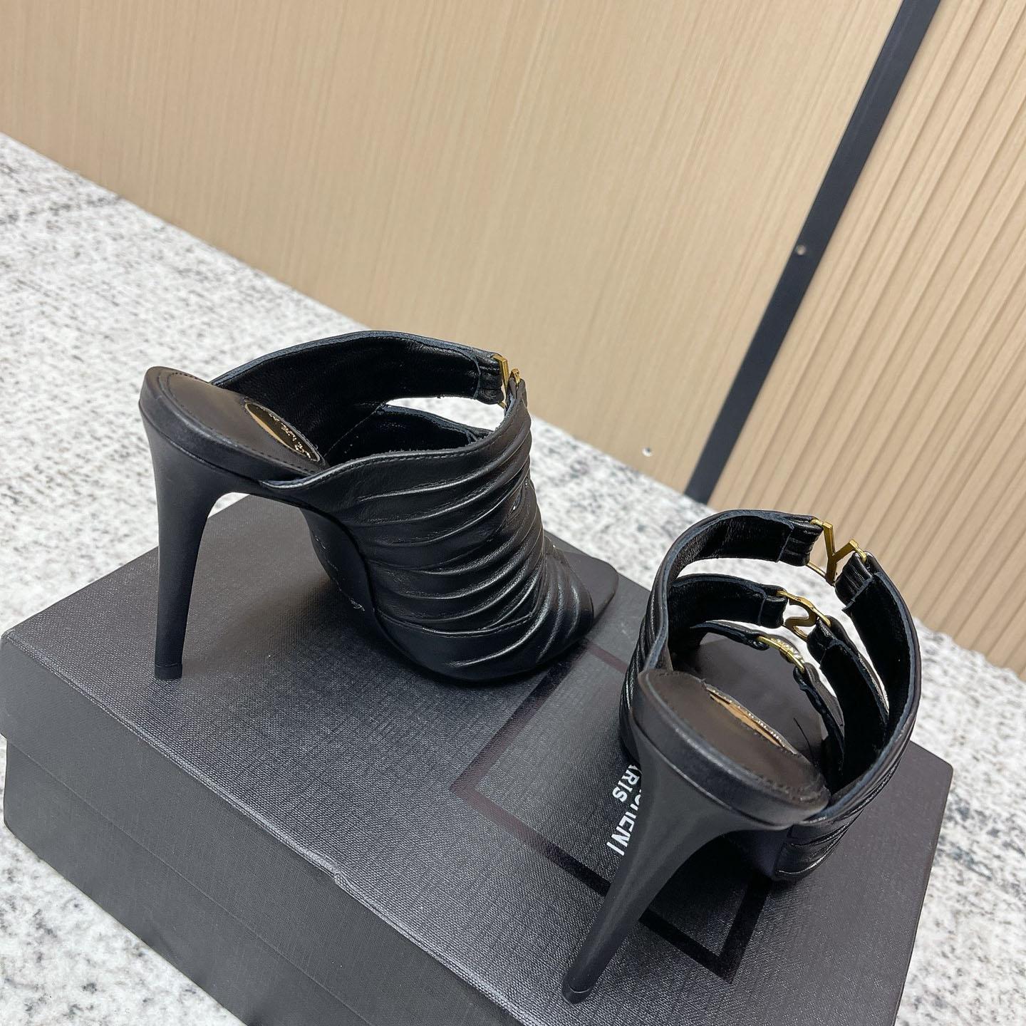 Saint Laurent EMILIE Mules In Satin Crepe - FashionPlug
