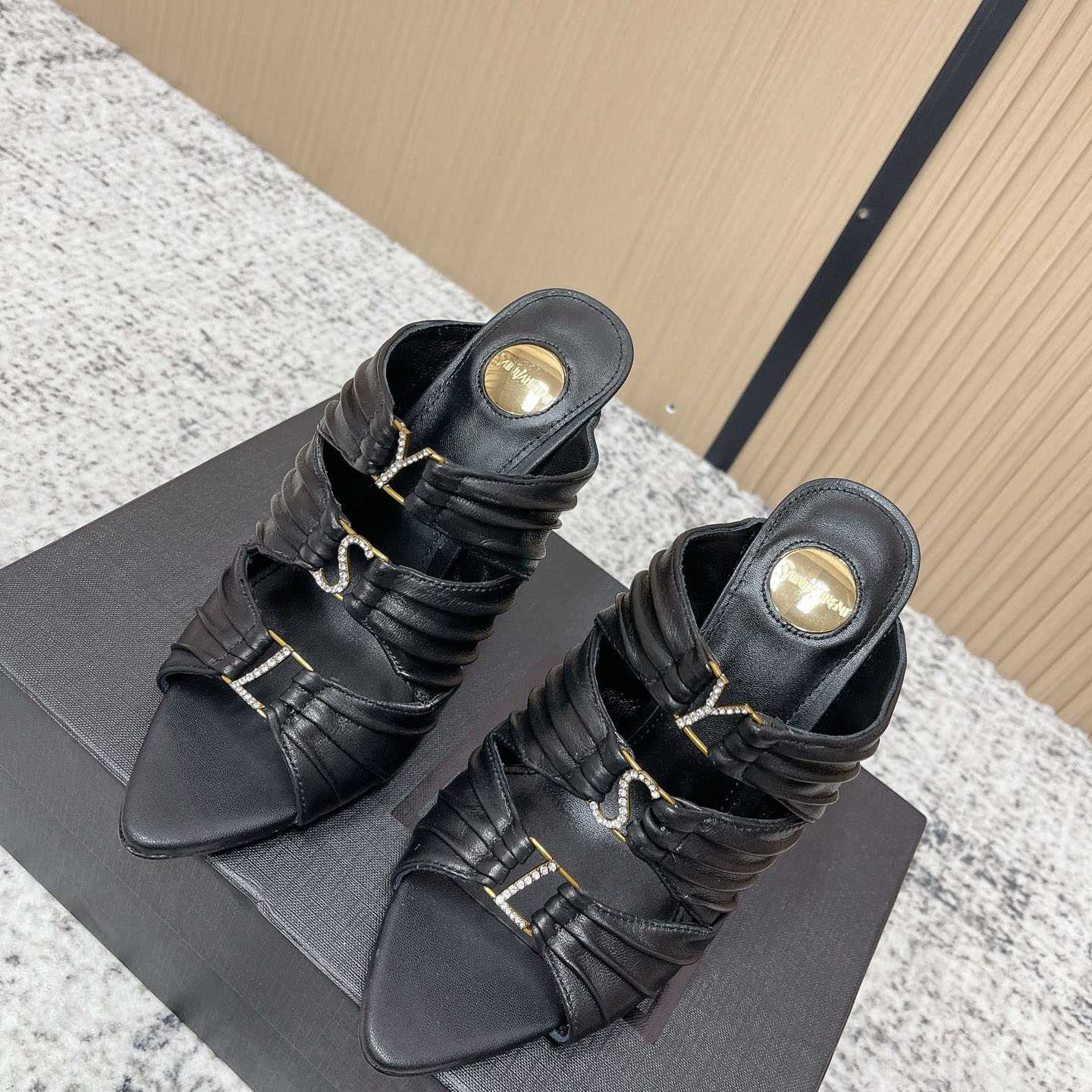 Saint Laurent EMILIE Mules In Satin Crepe - FashionPlug