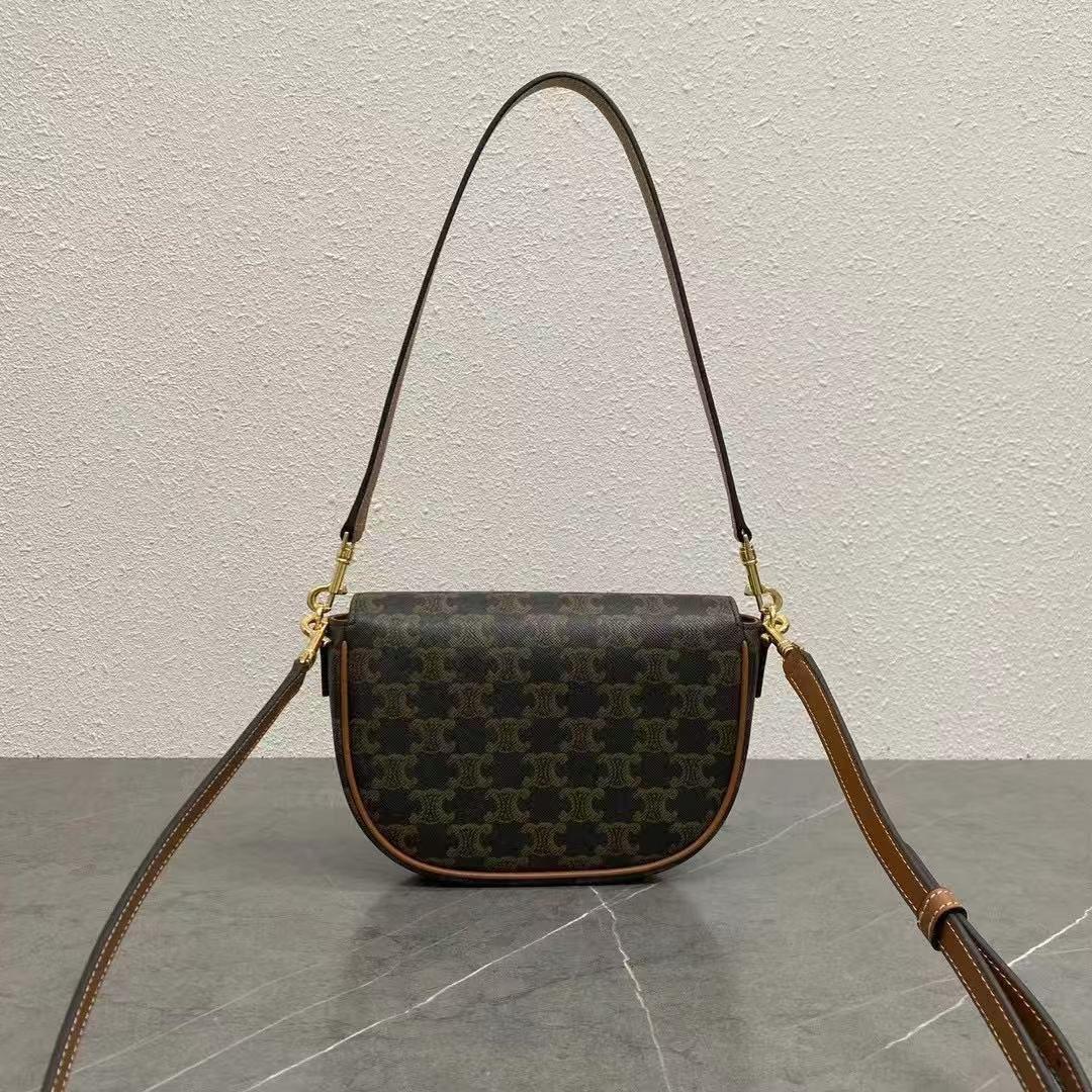 Celine FOLCO SHOULDER BAG IN Triomphe Canvas And Calfskin - FashionPlug