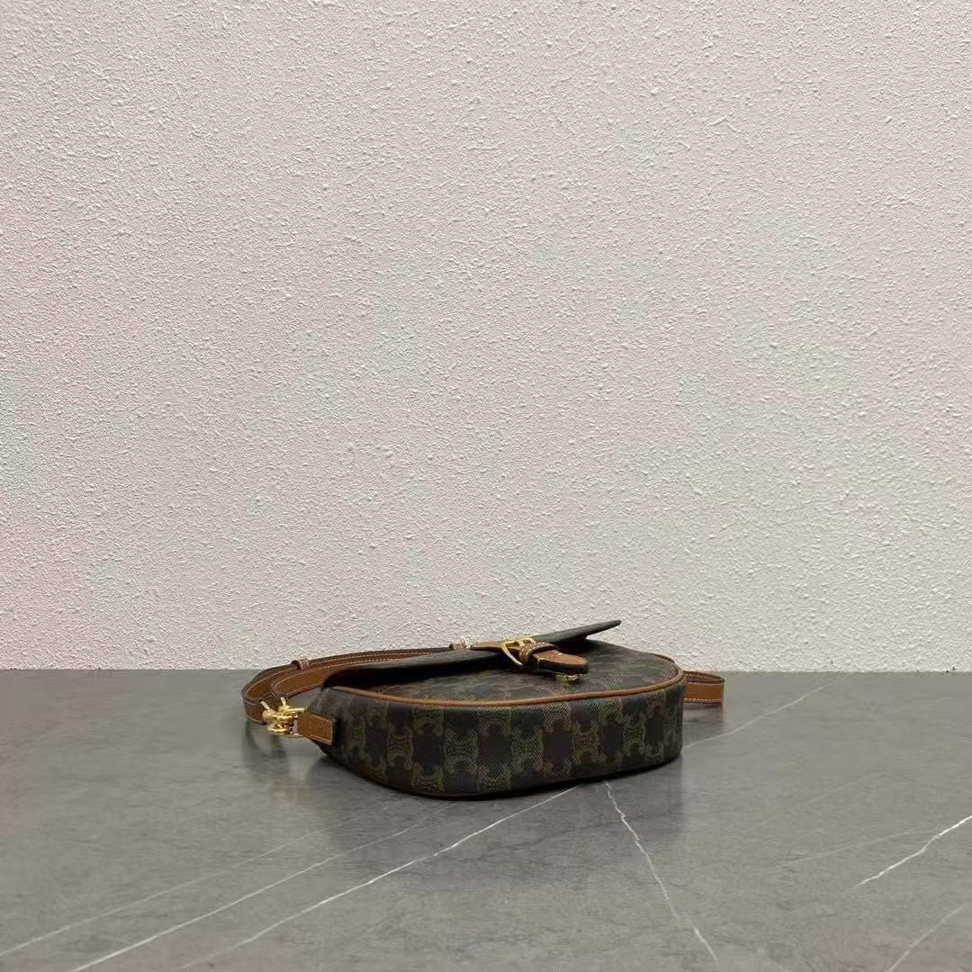 Celine FOLCO SHOULDER BAG IN Triomphe Canvas And Calfskin - FashionPlug