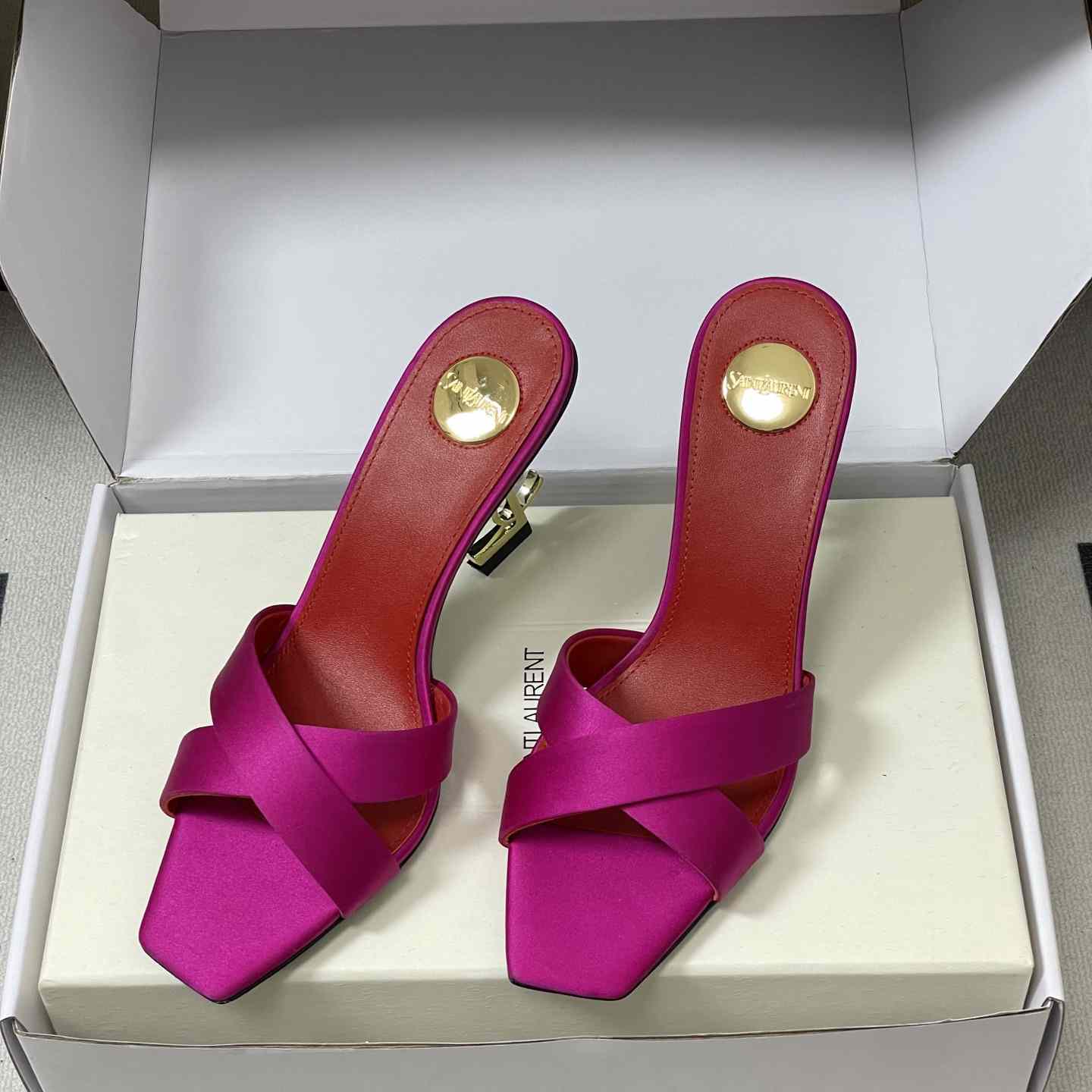 Saint Laurent Opyum Mules In Satin Crepe  - FashionPlug