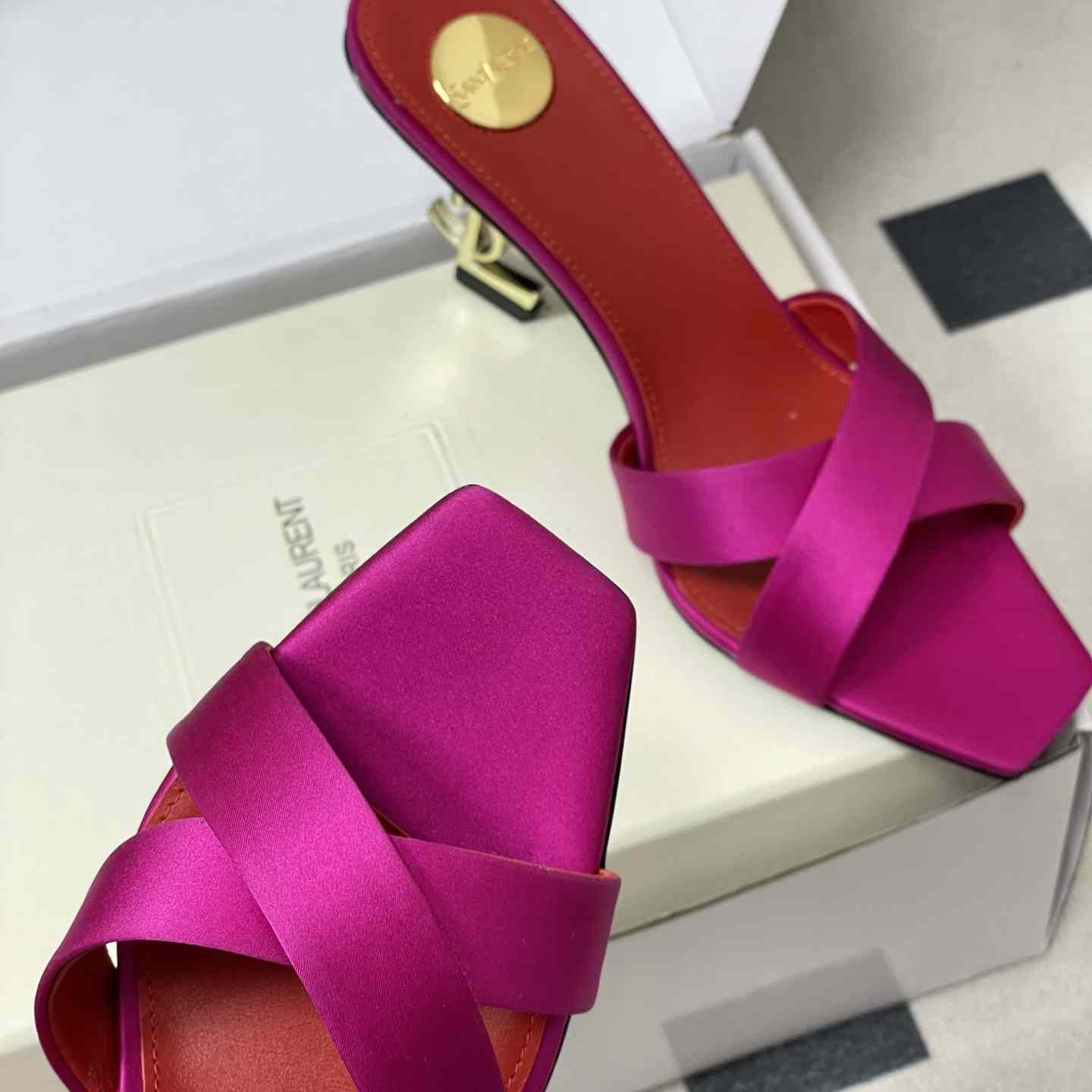 Saint Laurent Opyum Mules In Satin Crepe  - FashionPlug