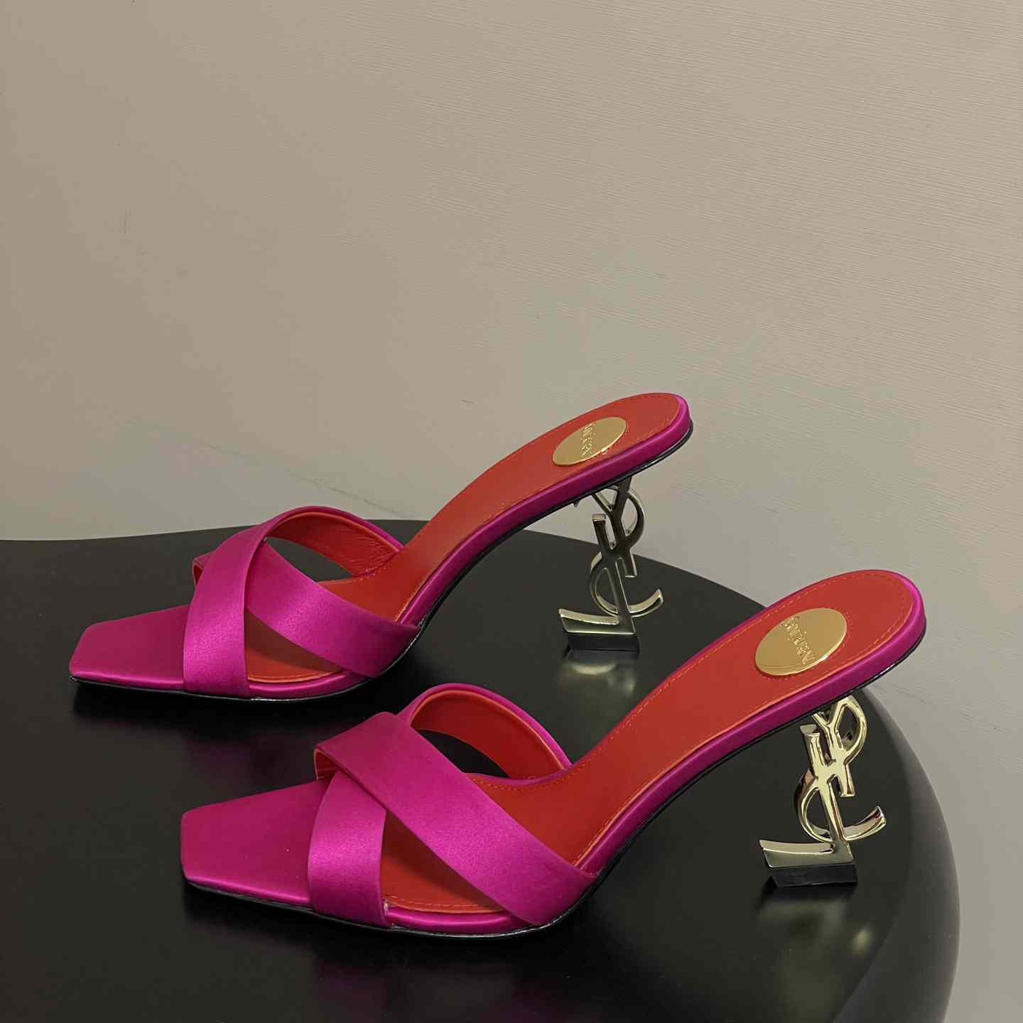 Saint Laurent Opyum Mules In Satin Crepe  - FashionPlug