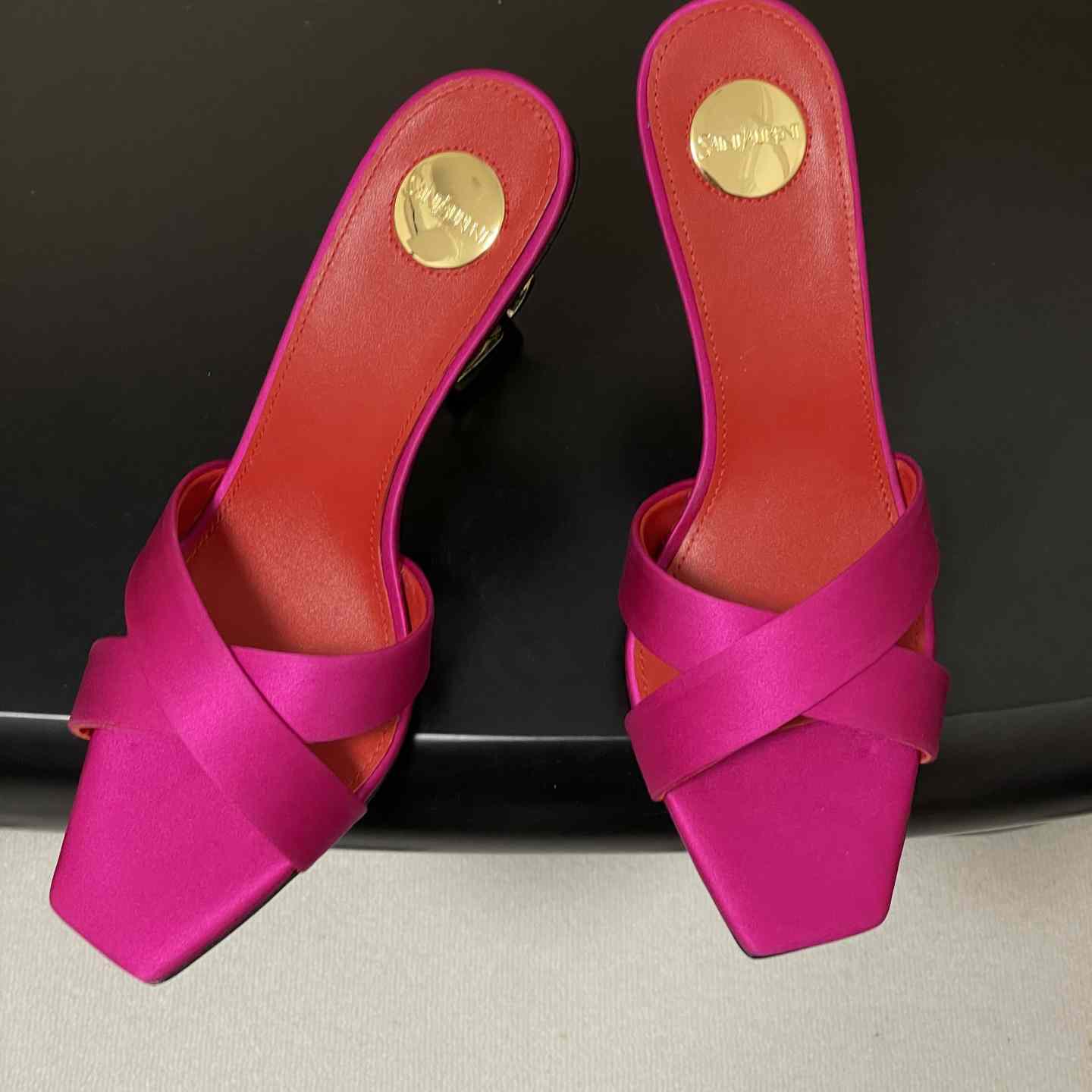 Saint Laurent Opyum Mules In Satin Crepe  - FashionPlug