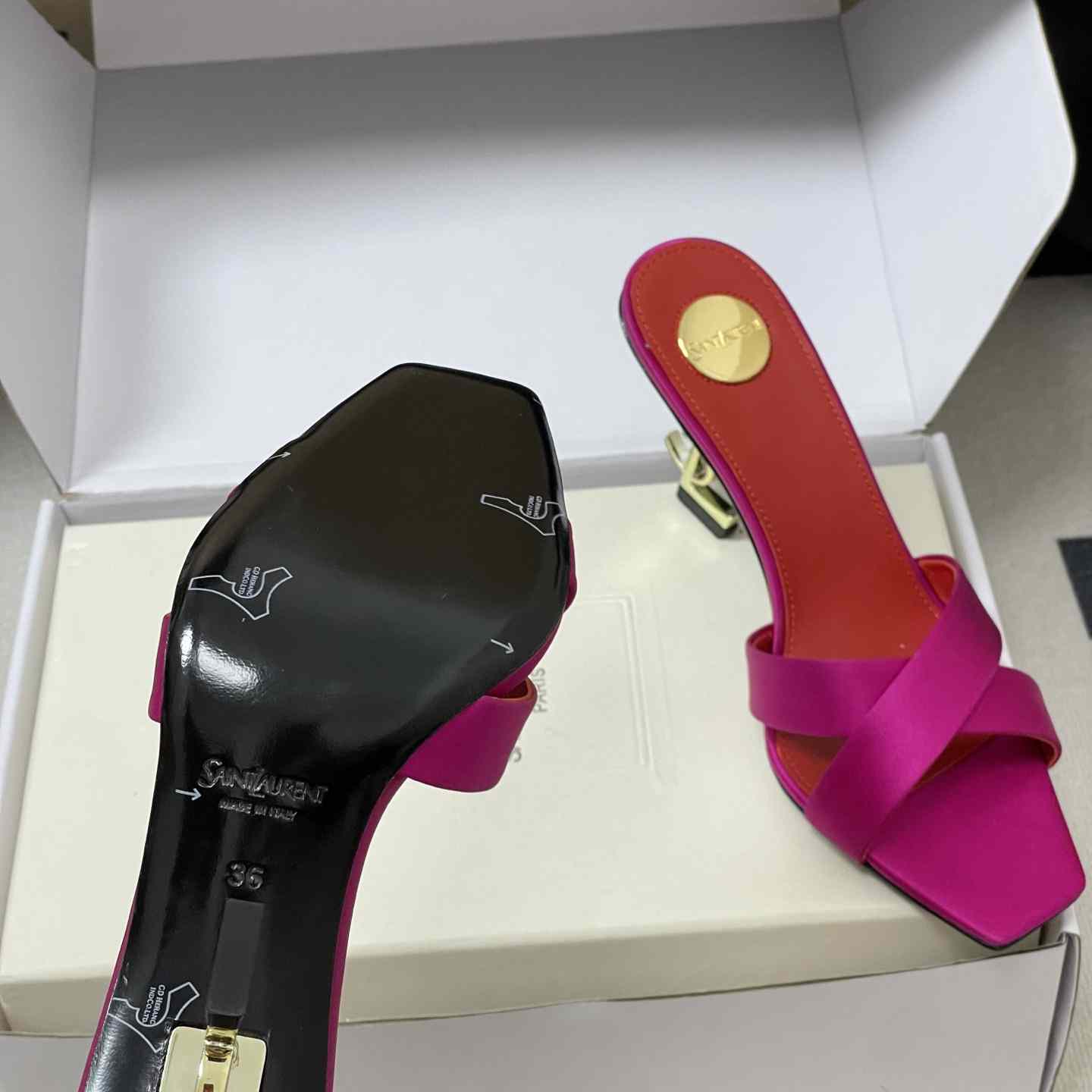 Saint Laurent Opyum Mules In Satin Crepe  - FashionPlug