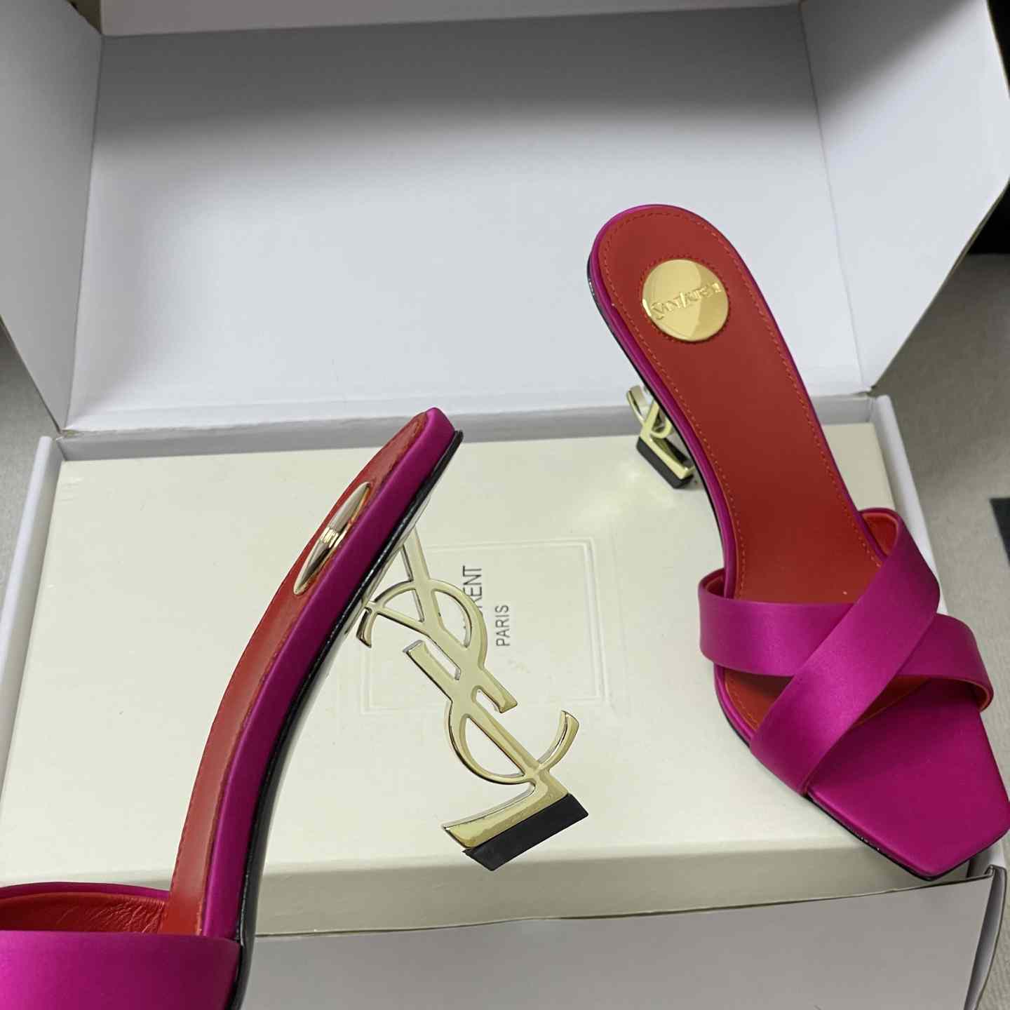 Saint Laurent Opyum Mules In Satin Crepe  - FashionPlug